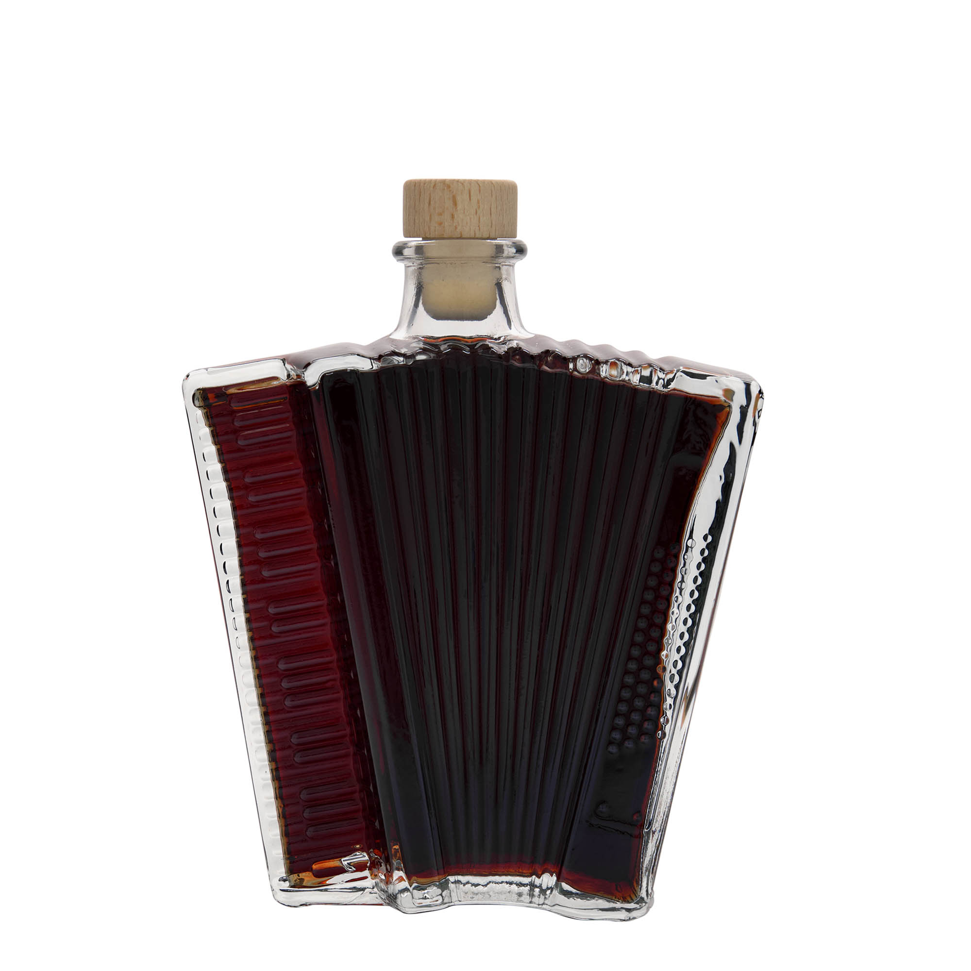 500 ml glass bottle ‘Accordion’, opening: cork