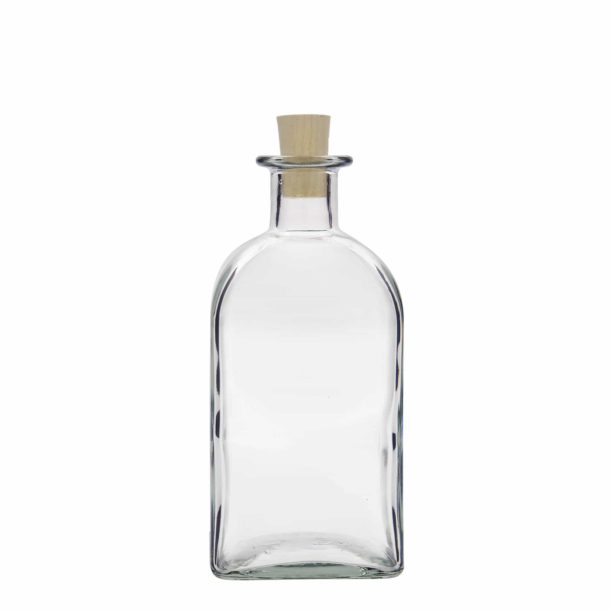 500 ml glass bottle Apotheker Carré, square, opening: cork