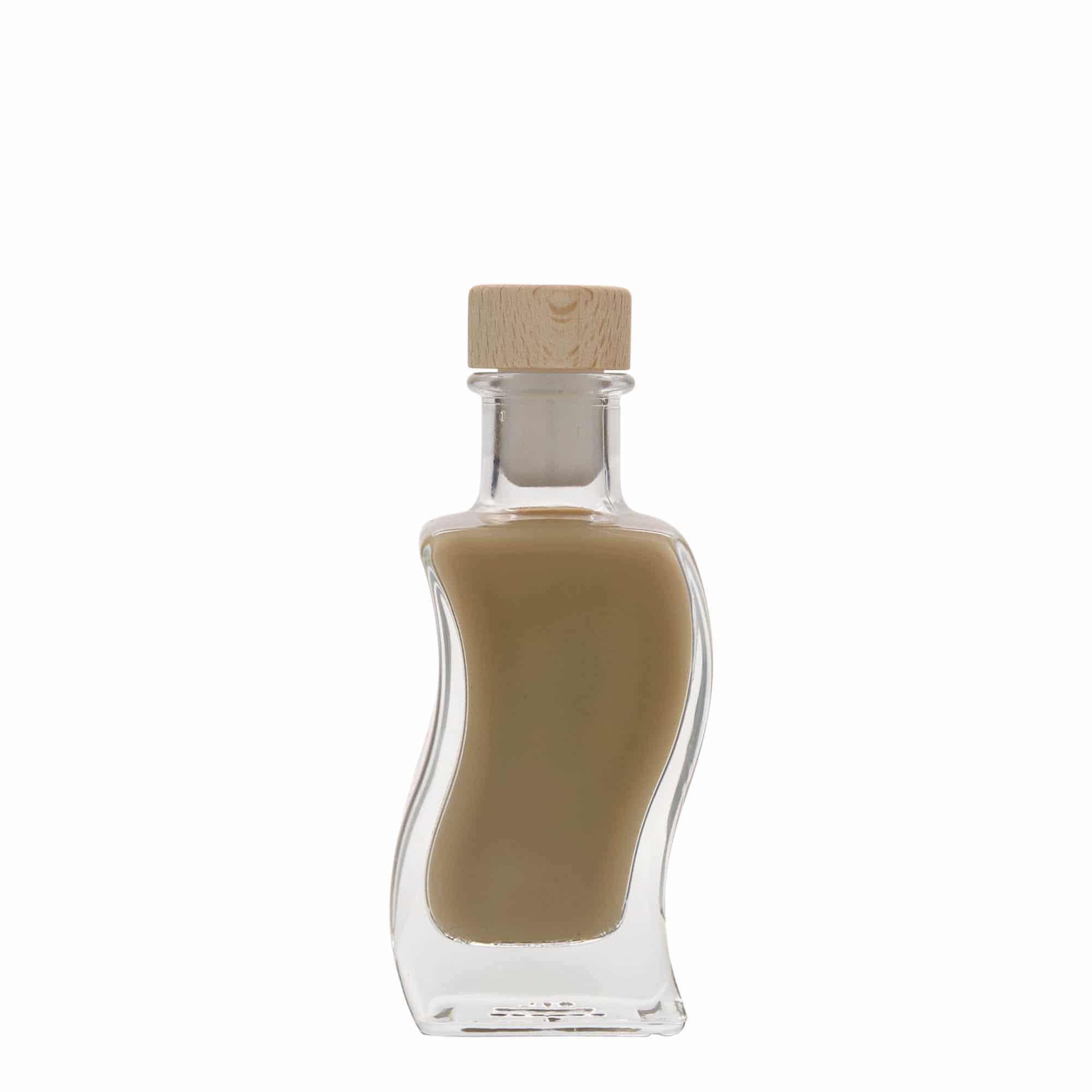 100 ml glass bottle ‘Wave’, square, opening: cork