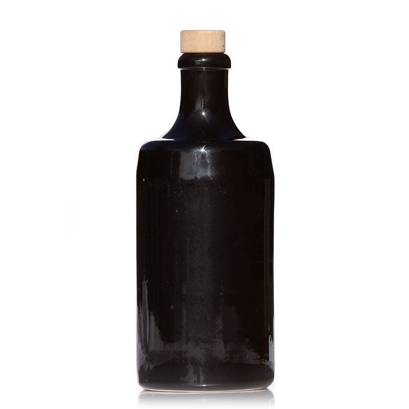 700 ml earthen jug 'Calvados', stoneware, black, closure: cork