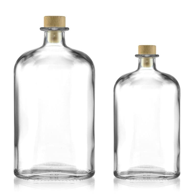 1,000 ml glass bottle 'Dundee', oval, closure: cork