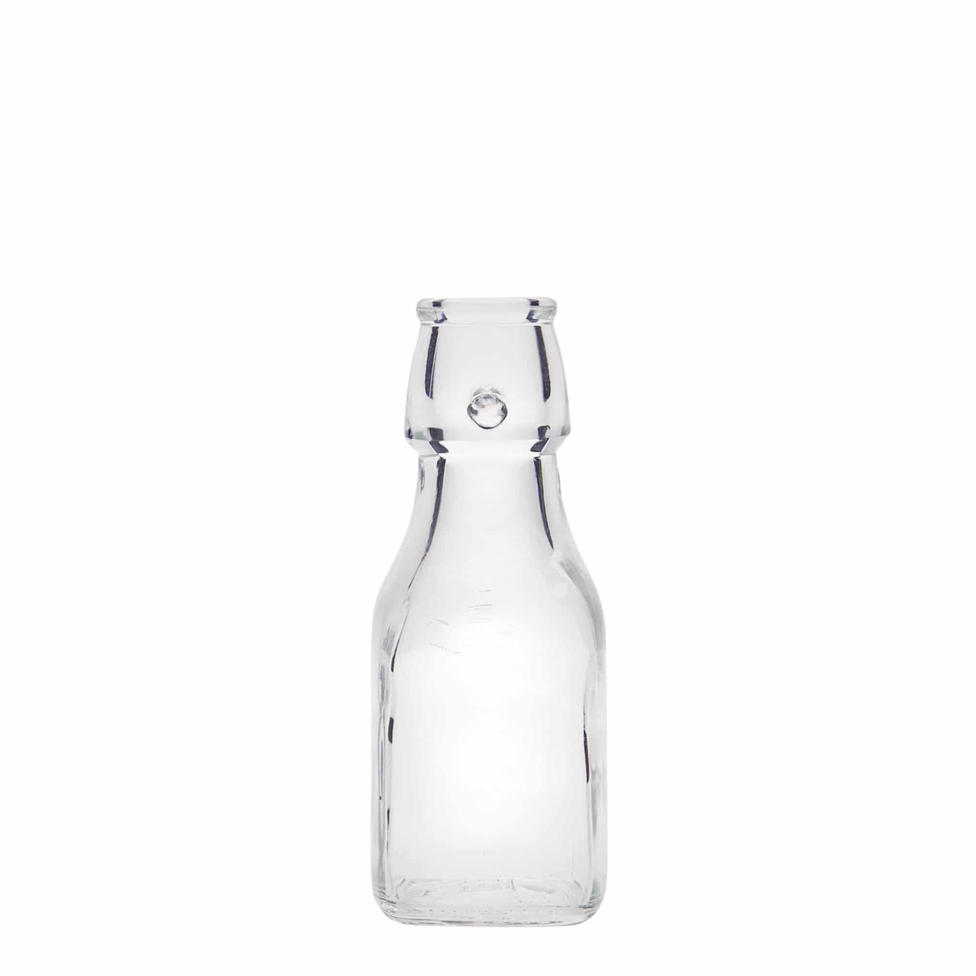 125 ml glass bottle 'Swing', square, opening: swing top closure