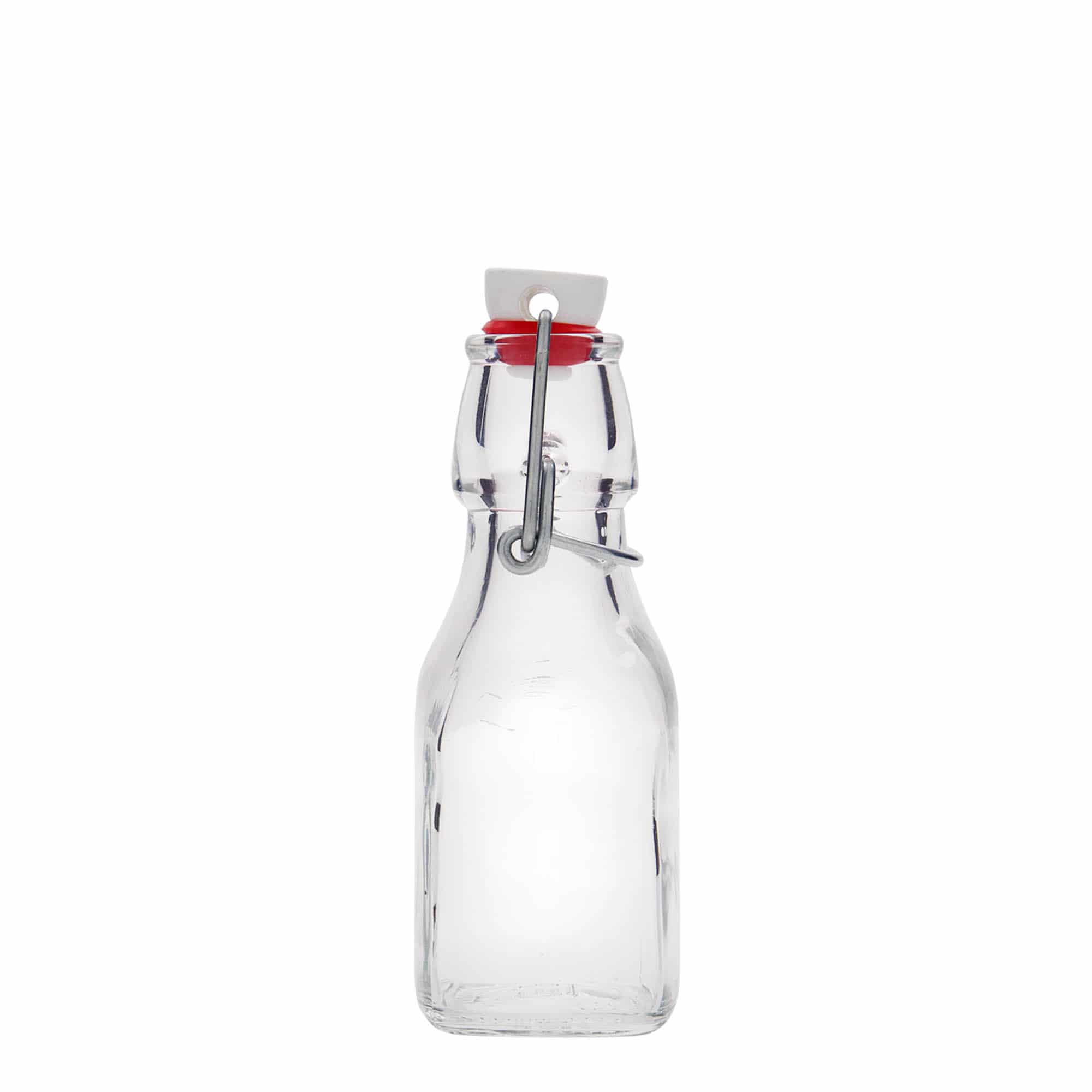 125 ml glass bottle ‘Swing’, square, opening: swing top closure