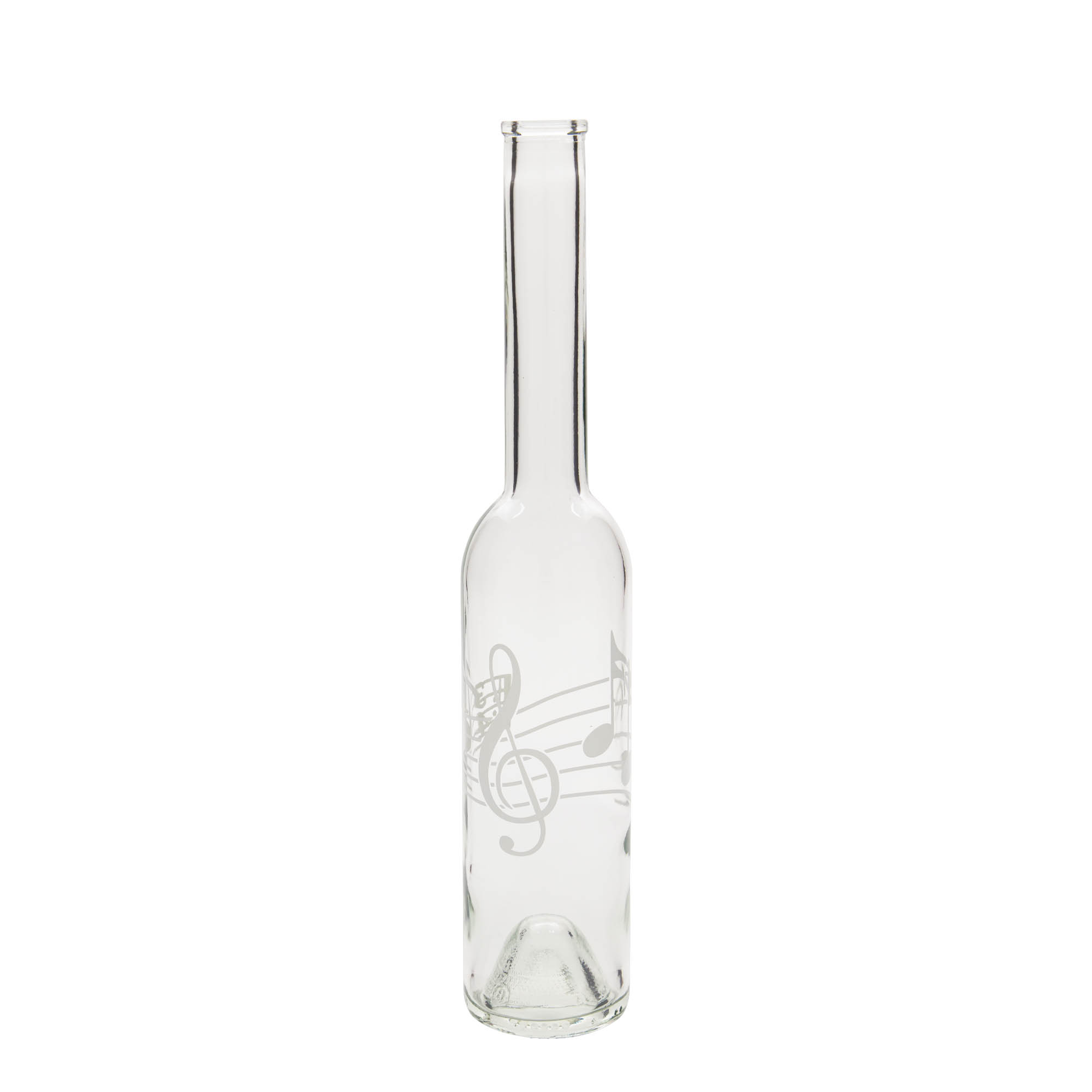 350 ml glass bottle 'Opera', motif: musical notes, opening: cork 350 ml glass bottle 'Opera', motif: musical notes, opening: cork