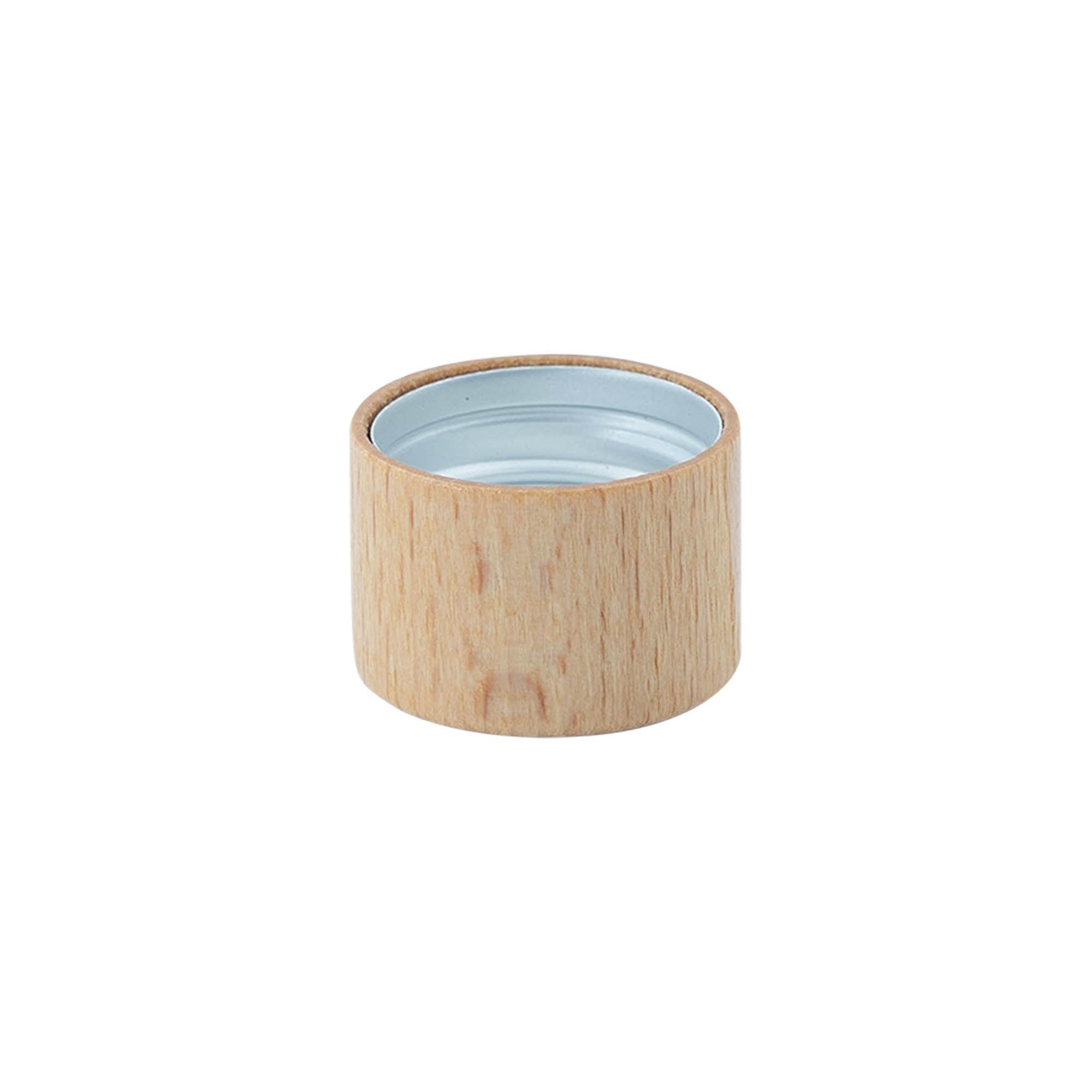 Screw cap, metal-wood, wood-coloured, for opening: PP 28