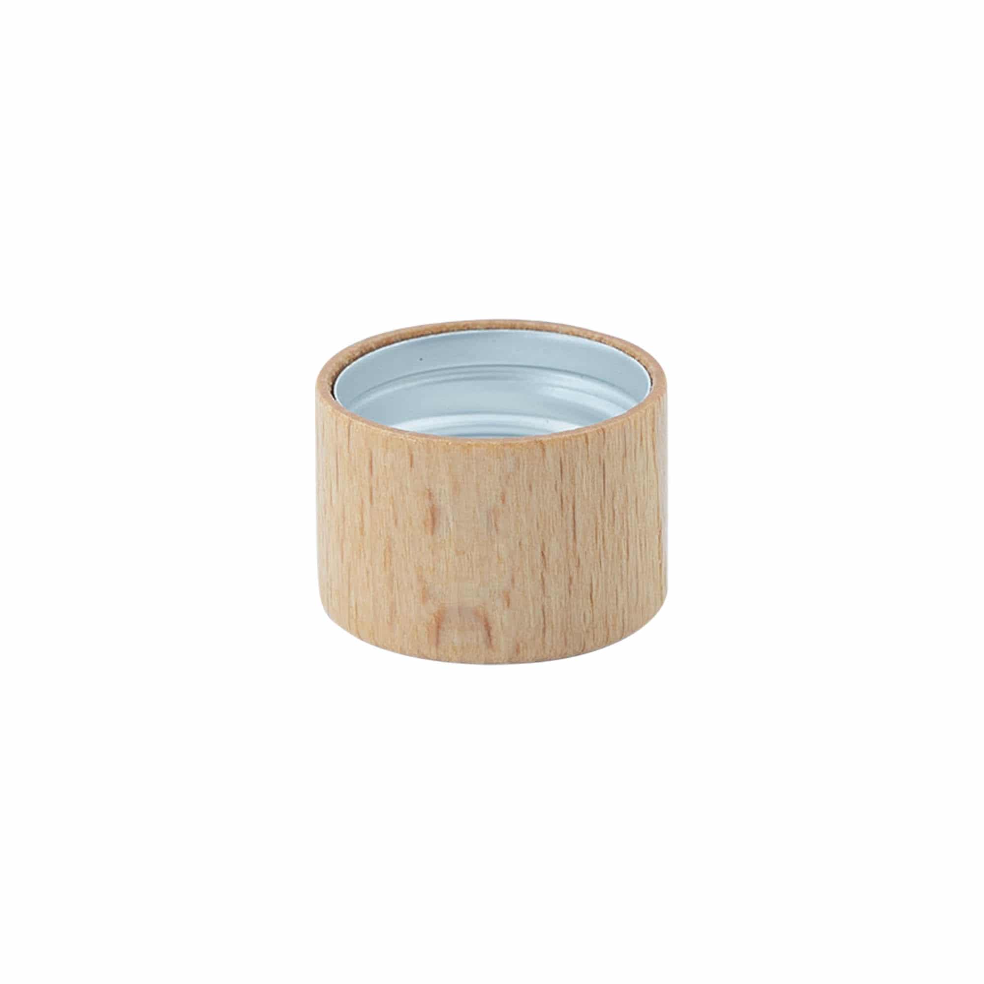 Screw cap, metal-wood, wood-coloured, for opening: PP 28
