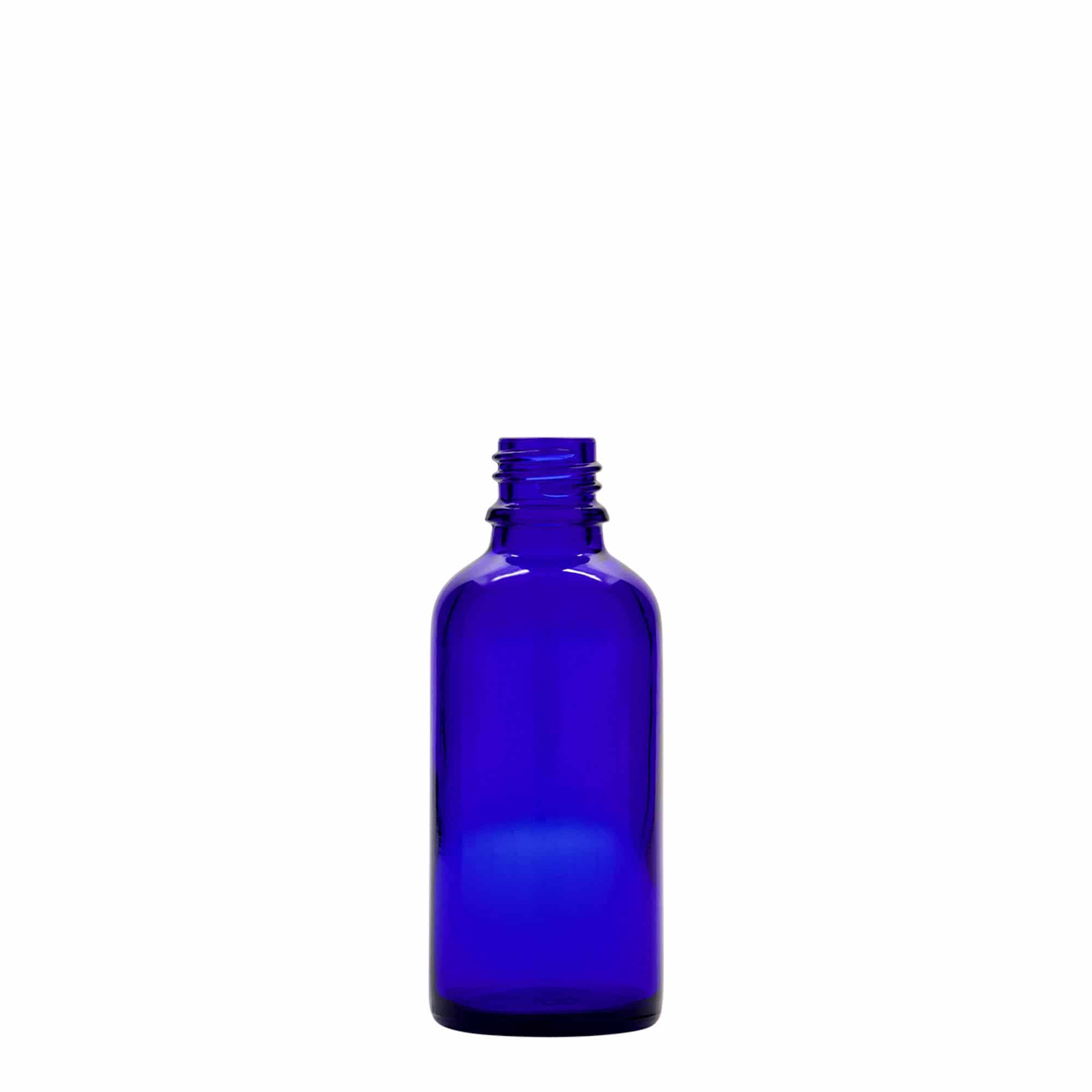 50 ml medicine spray bottle, glass, royal blue, closure: DIN 18