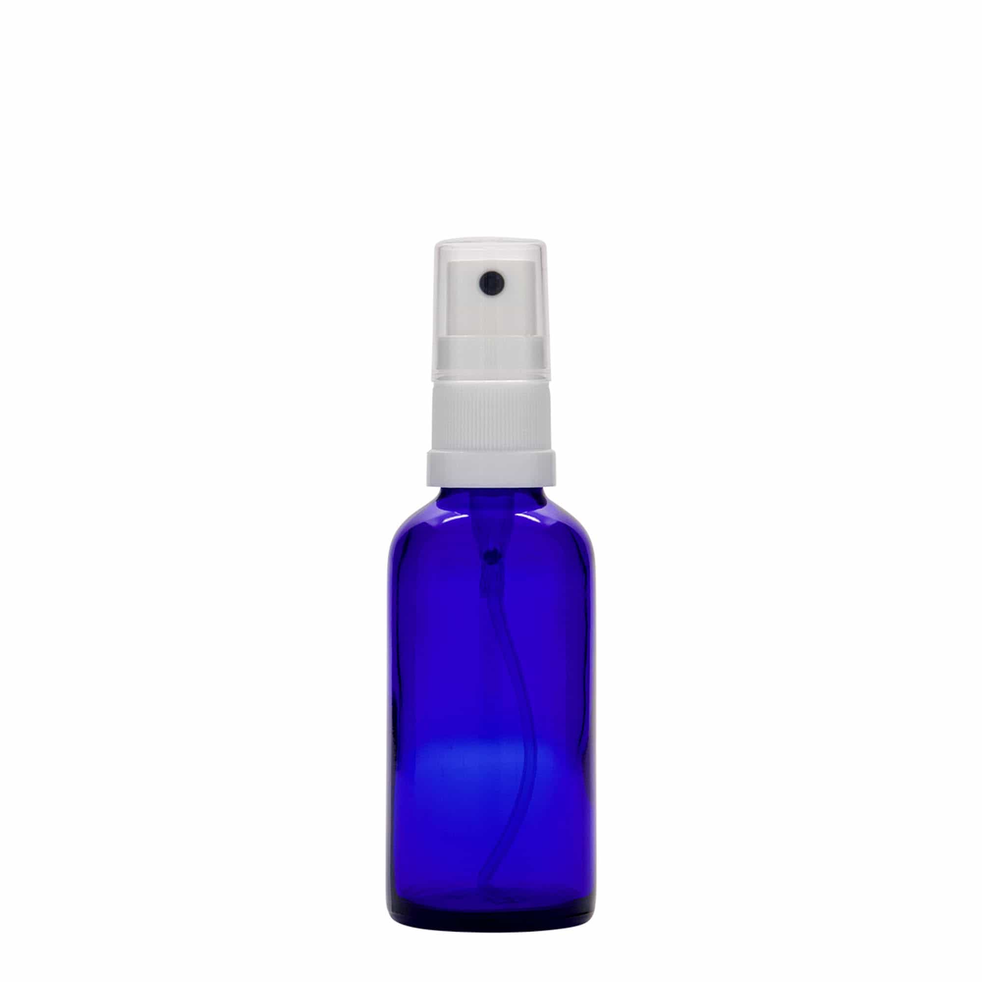 50 ml spray bottle medicine, glass, royal blue, opening: DIN 18
