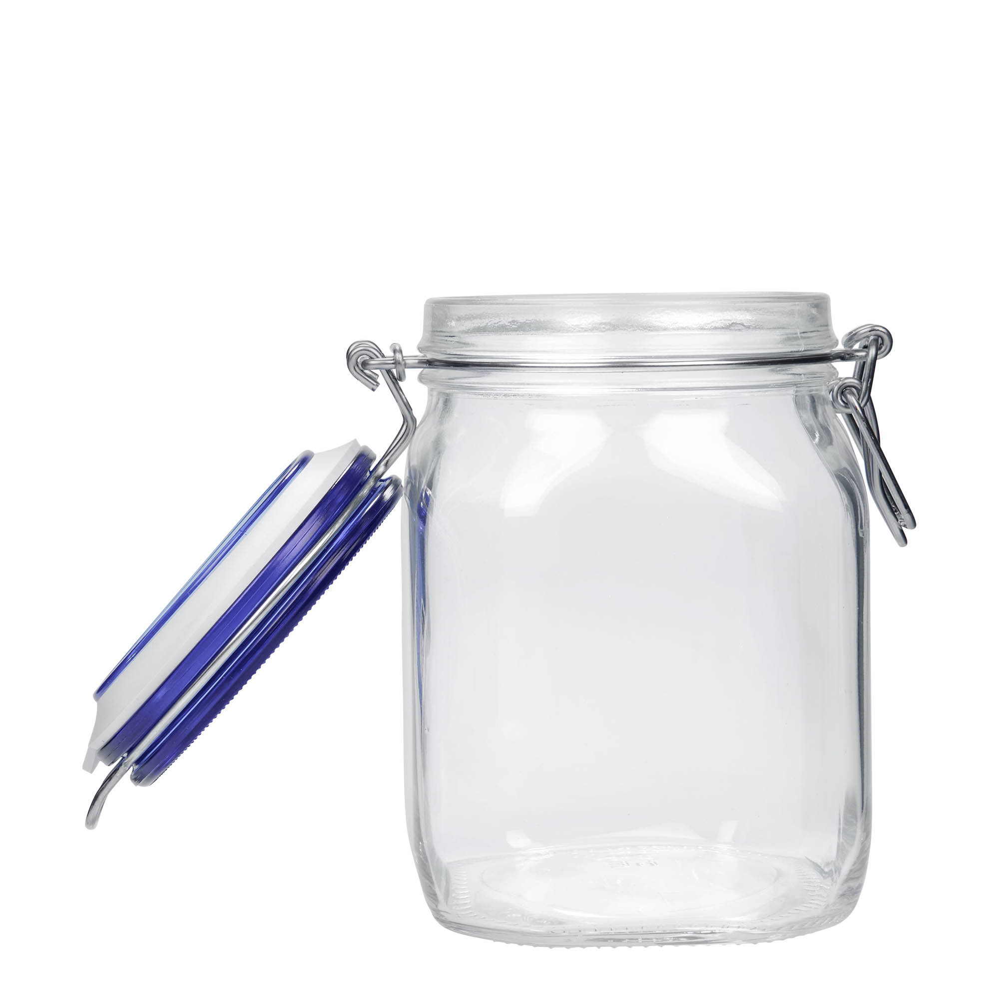 1,000 ml swing-top jar ‘Fido’ Blue Top, square, opening: swing-top closure
