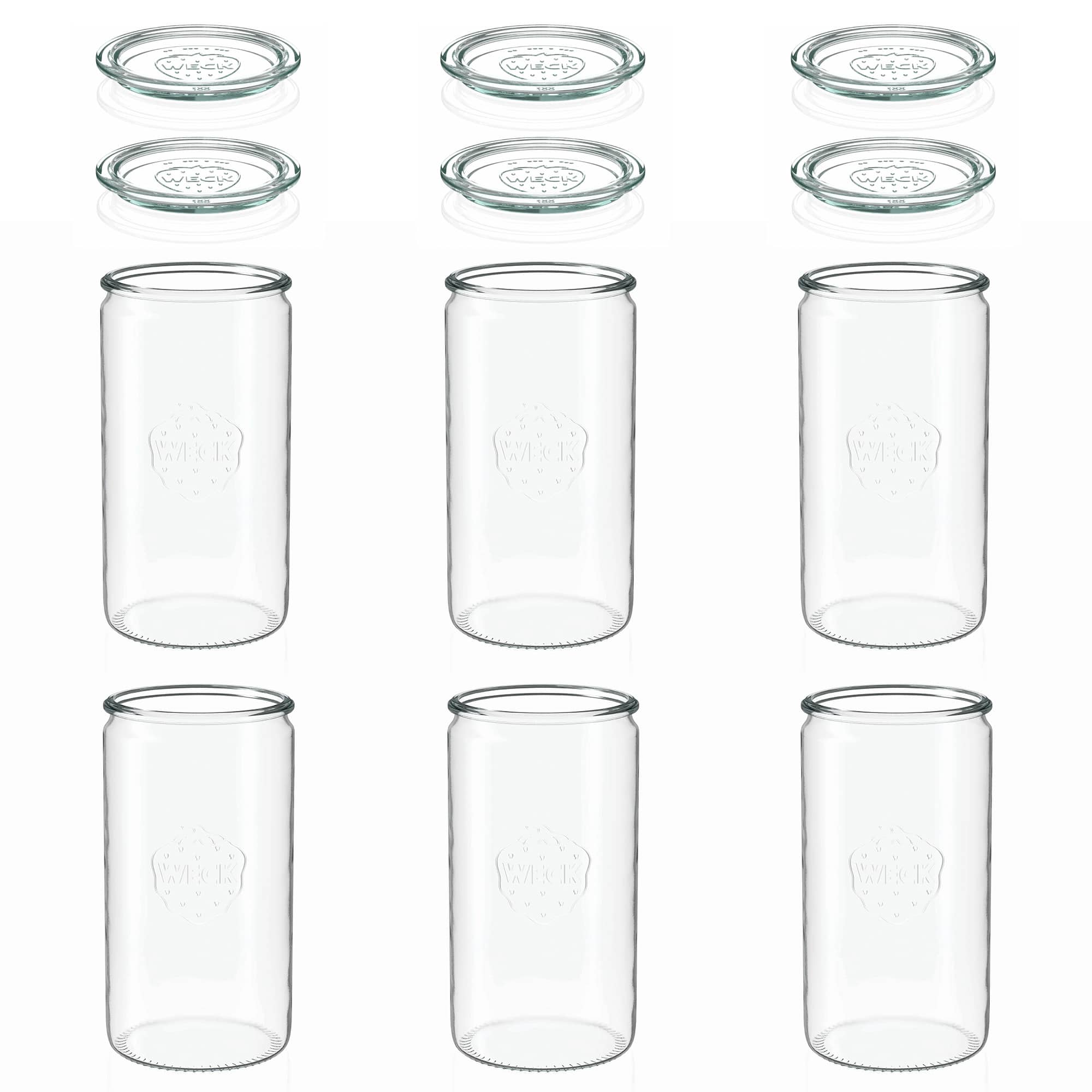 6x 1575 ml WECK cylinder jar with glass lid RR 100