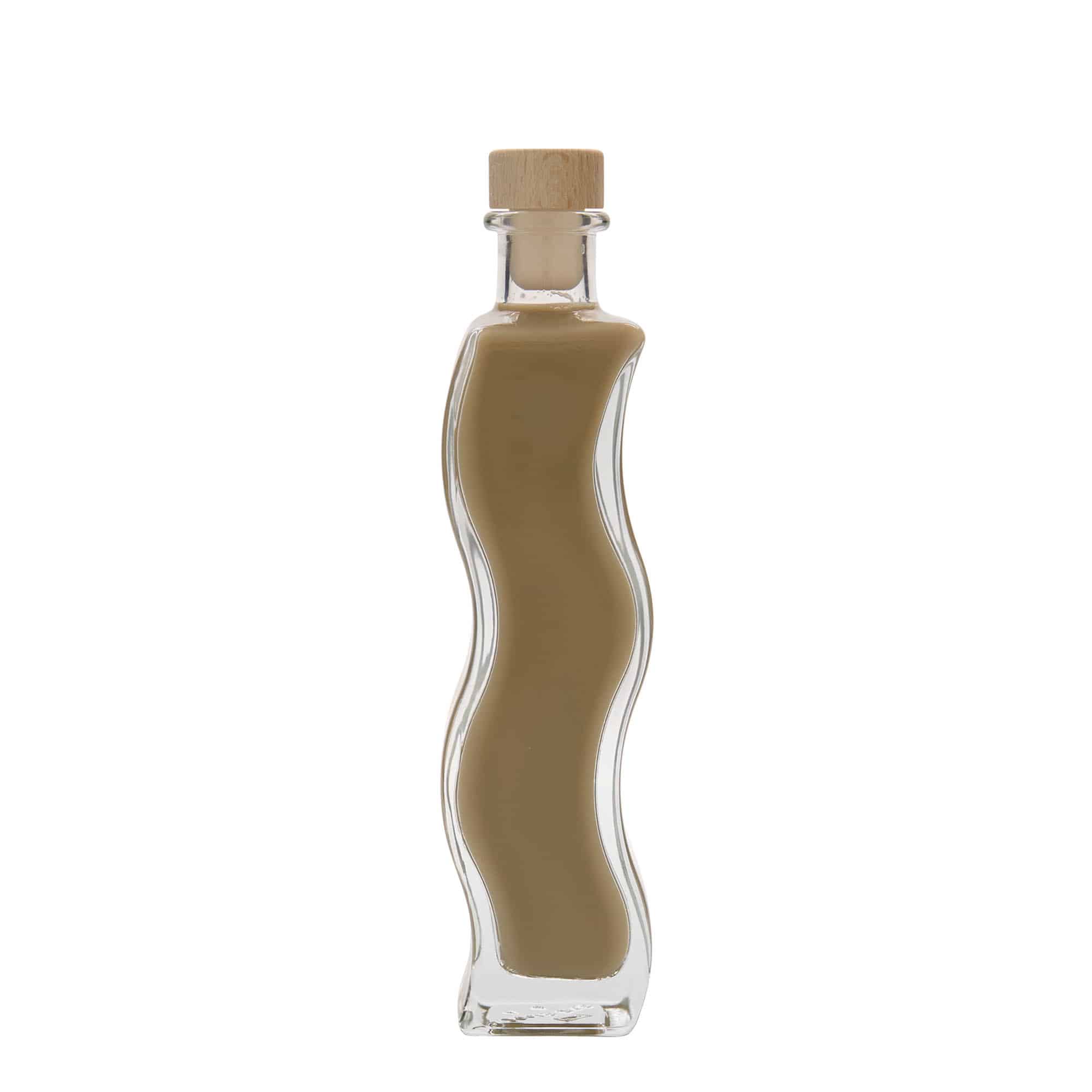 200 ml glass bottle 'Wave', square, opening: cork 200 ml glass bottle 'Wave', square, opening: cork