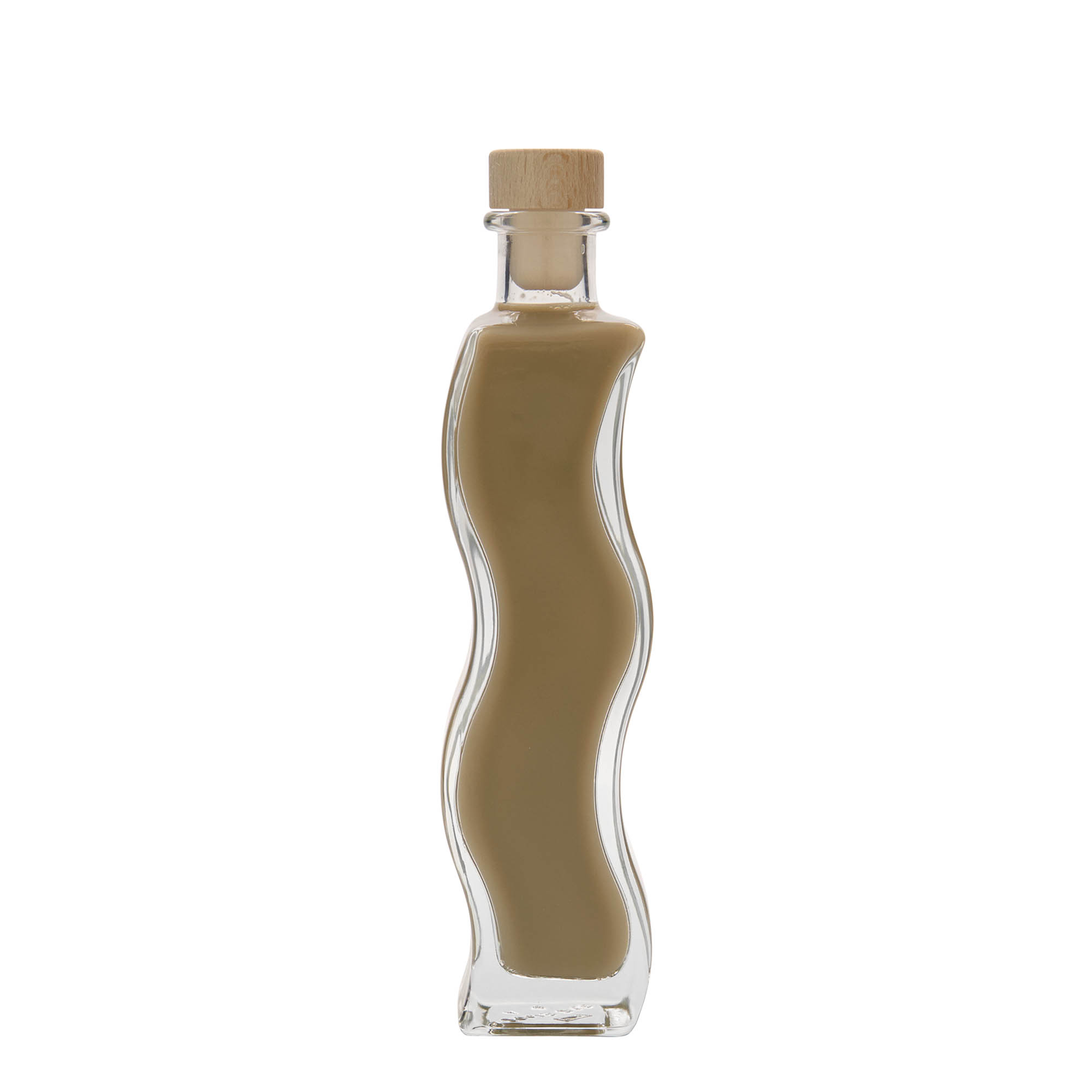 200 ml glass bottle 'Wave', square, opening: cork
