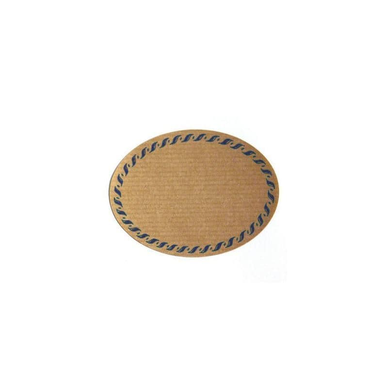 Natural label 'Knitted Edge', oval, paper, blue/brown