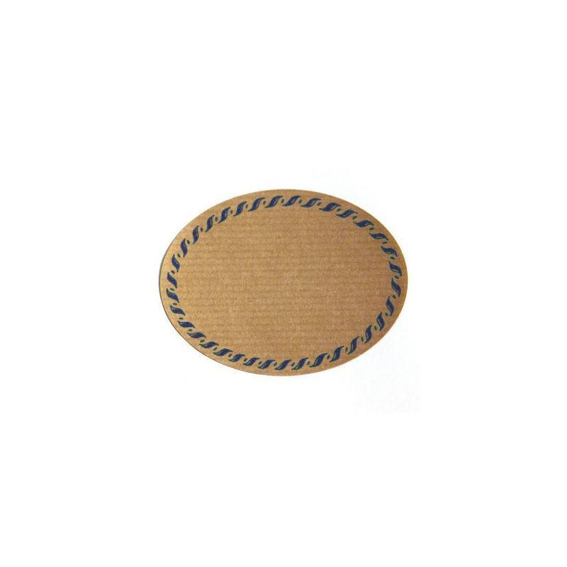 Nature label 'cord edge', oval, paper, blue-brown