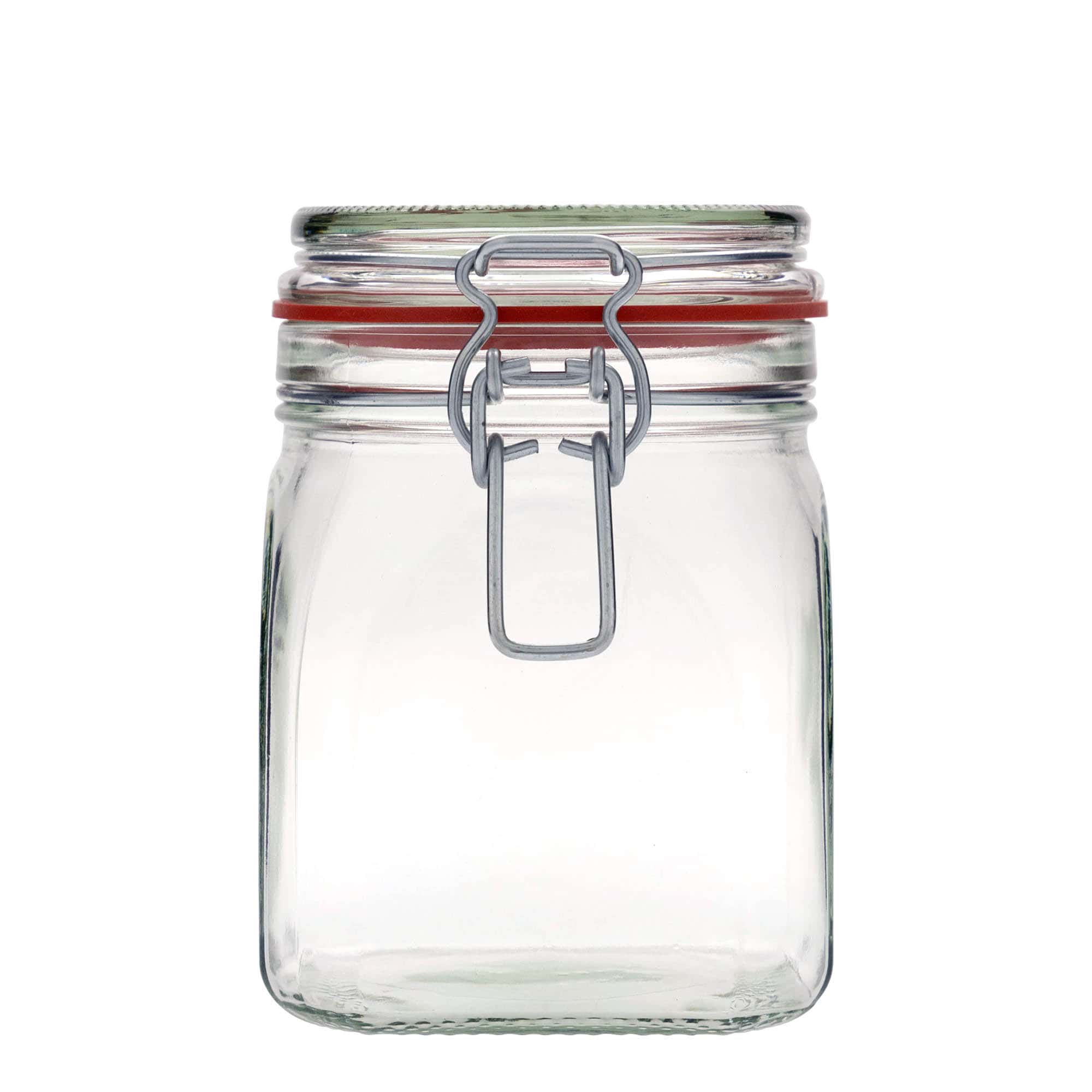 900 ml clip top jar, square, closure: clip top