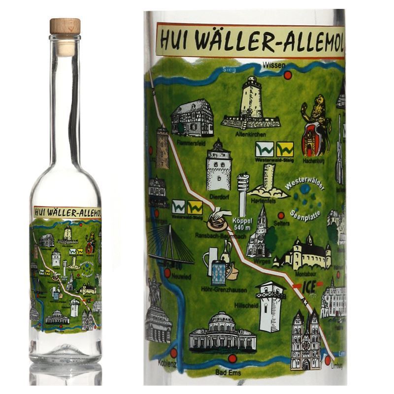 500 ml glass bottle 'Opera', motif: Westerwald, opening: cork 500 ml glass bottle 'Opera', motif: Westerwald, opening: cork