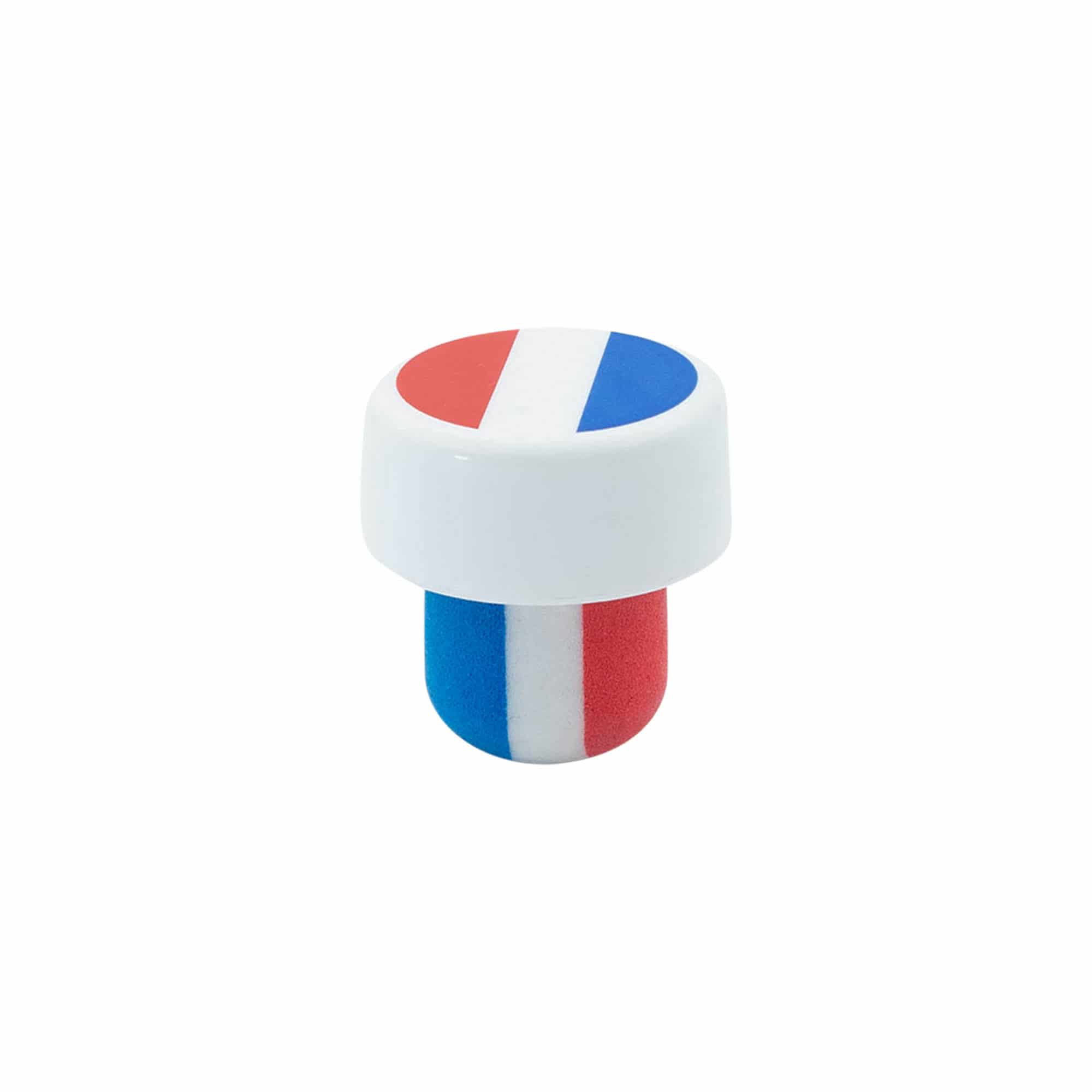 Handle cork 19 mm ‘France’, plastic, multicoloured, for opening: cork