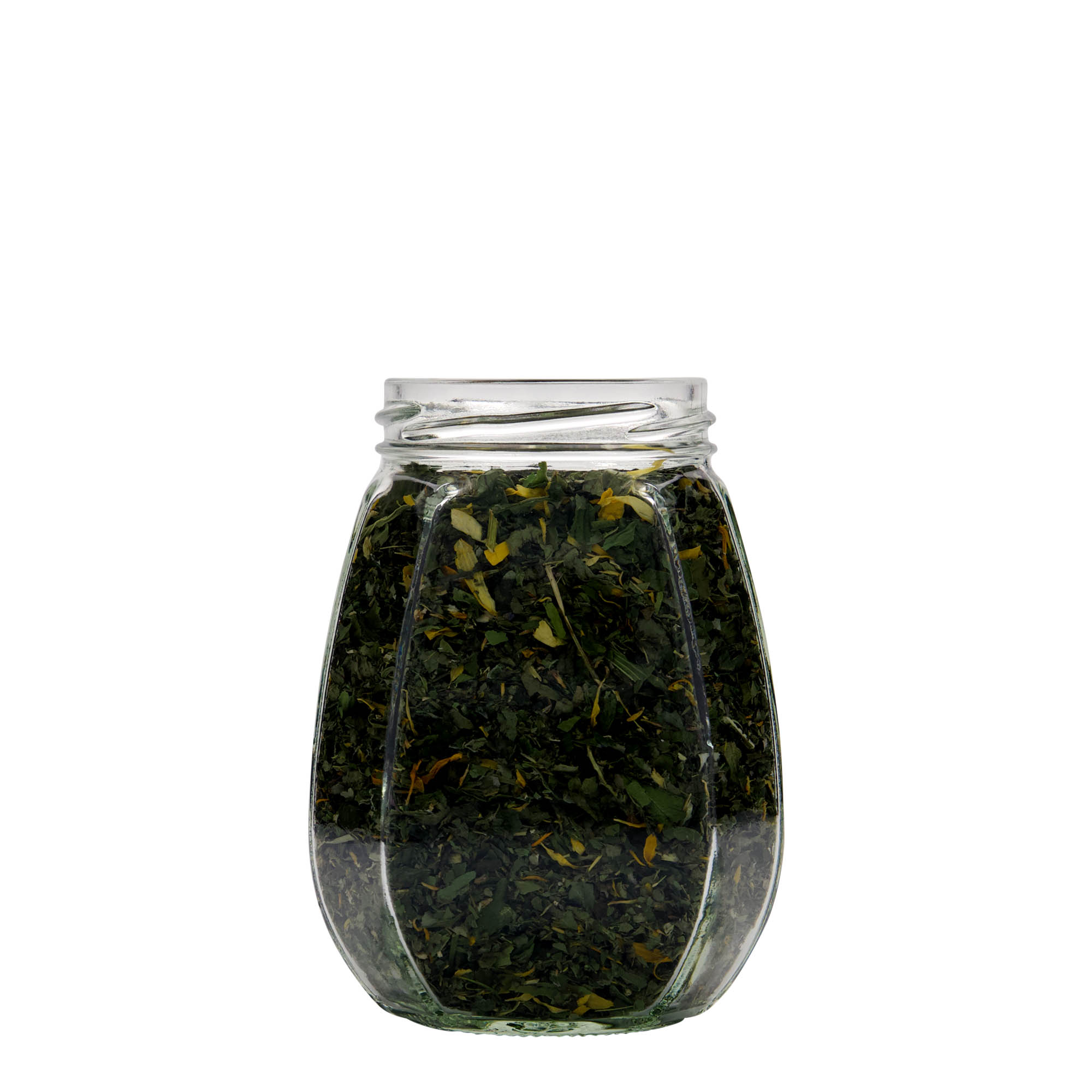 385 ml decorative jar, hexagonal, opening: Twist-off (TO 63)