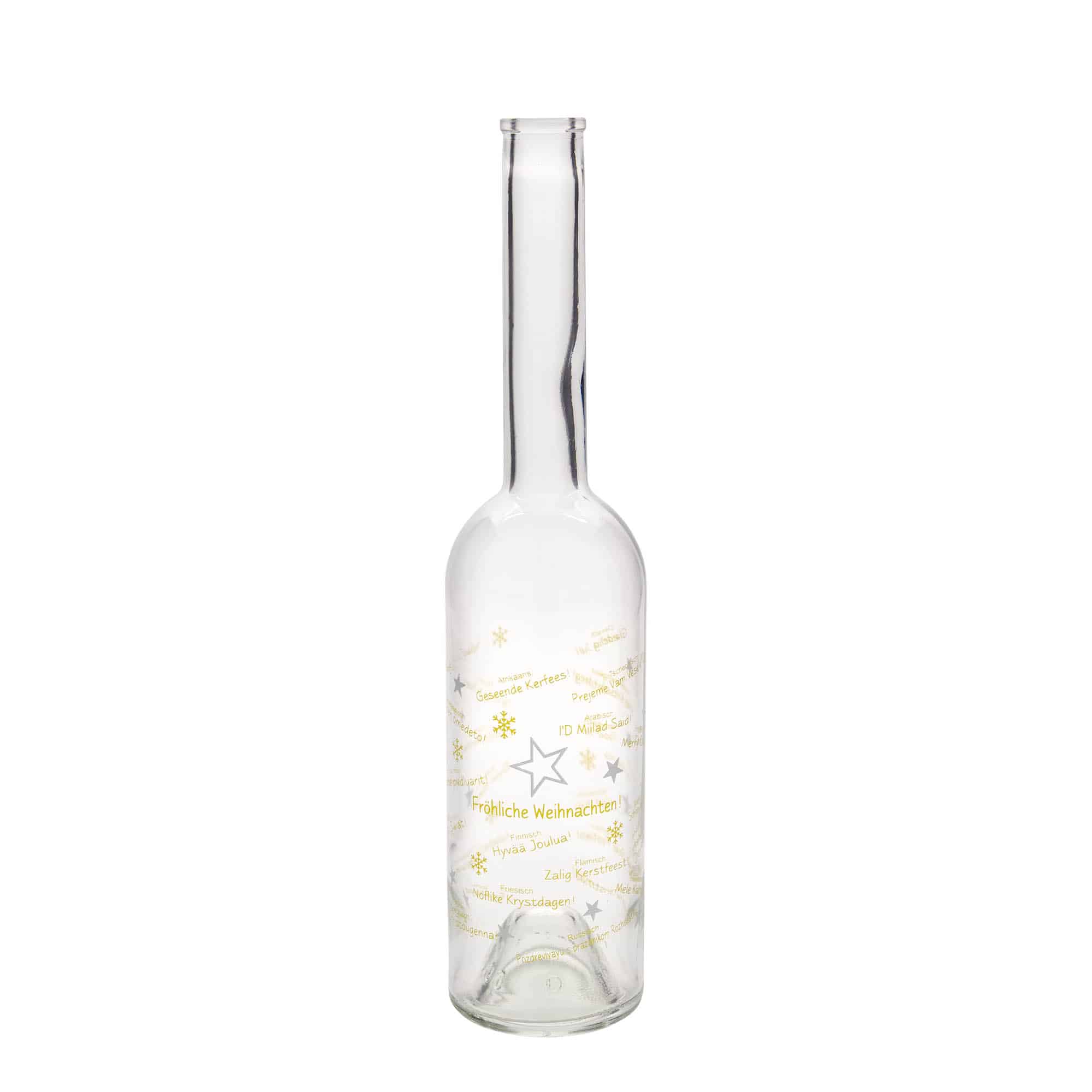 500 ml glass bottle 'Opera', motif: Christmas around the world, opening: cork