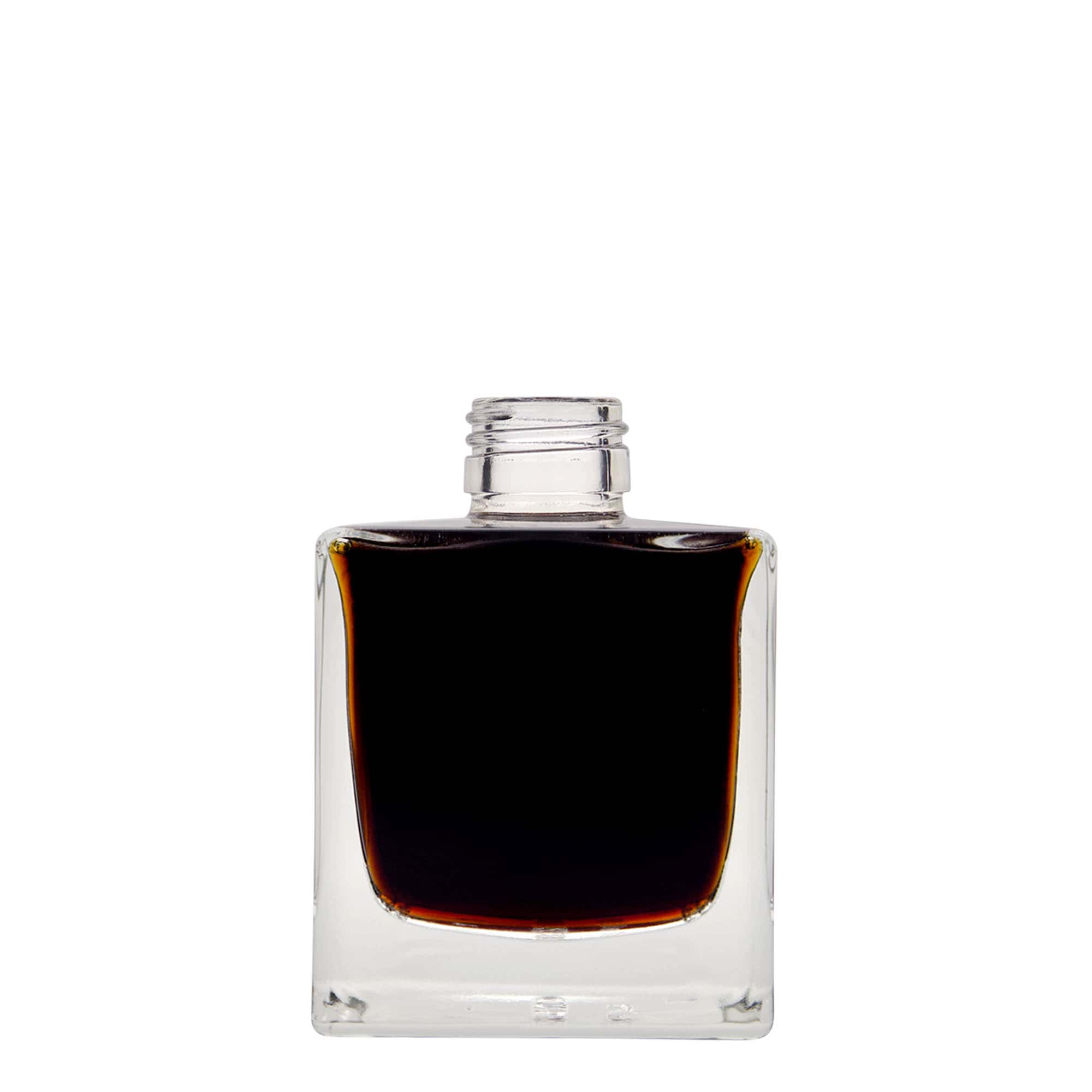 200 ml glass bottle 'Cube', square, opening: PP 28