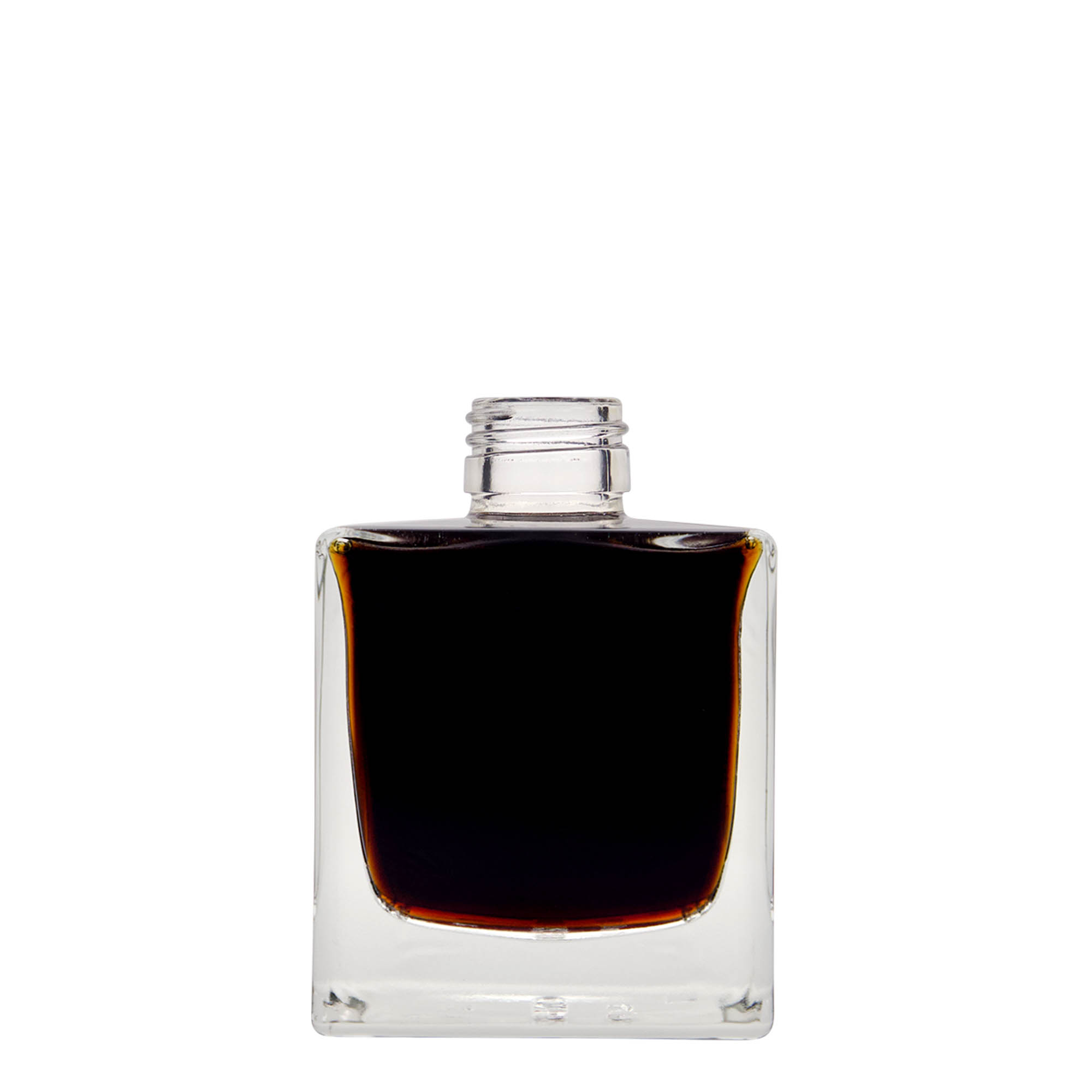 200 ml glass bottle 'Cube', square, opening: PP 28
