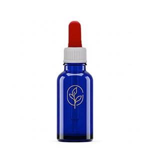 pipette bottle Product example: Blue pipette bottle with logo print