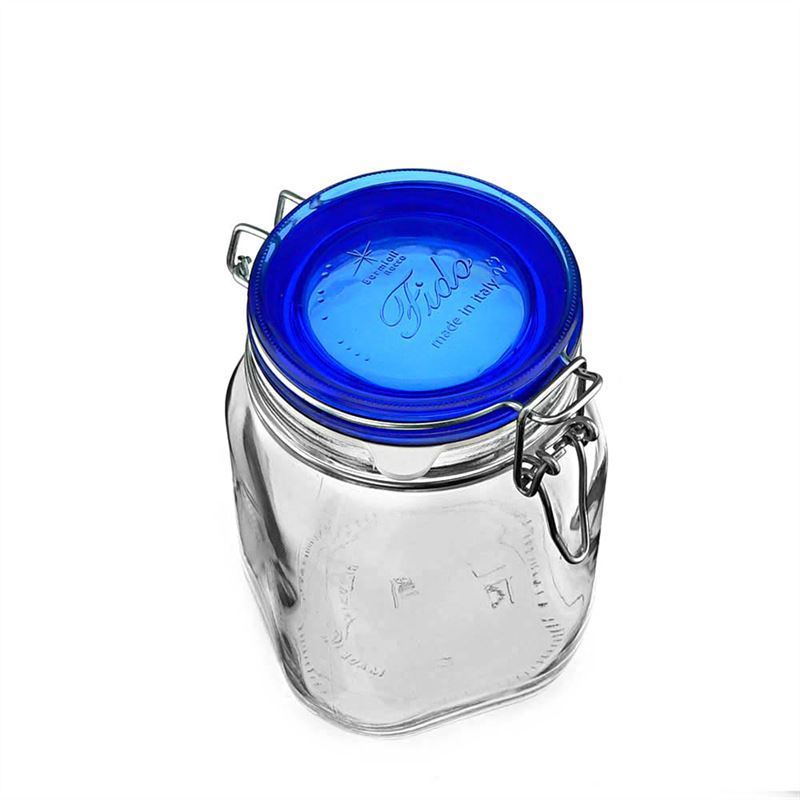 1,000 ml swing-top jar 'Fido' Blue Top, square, opening: swing-top closure 1,000 ml swing-top jar 'Fido' Blue Top, square, opening: swing-top closure
