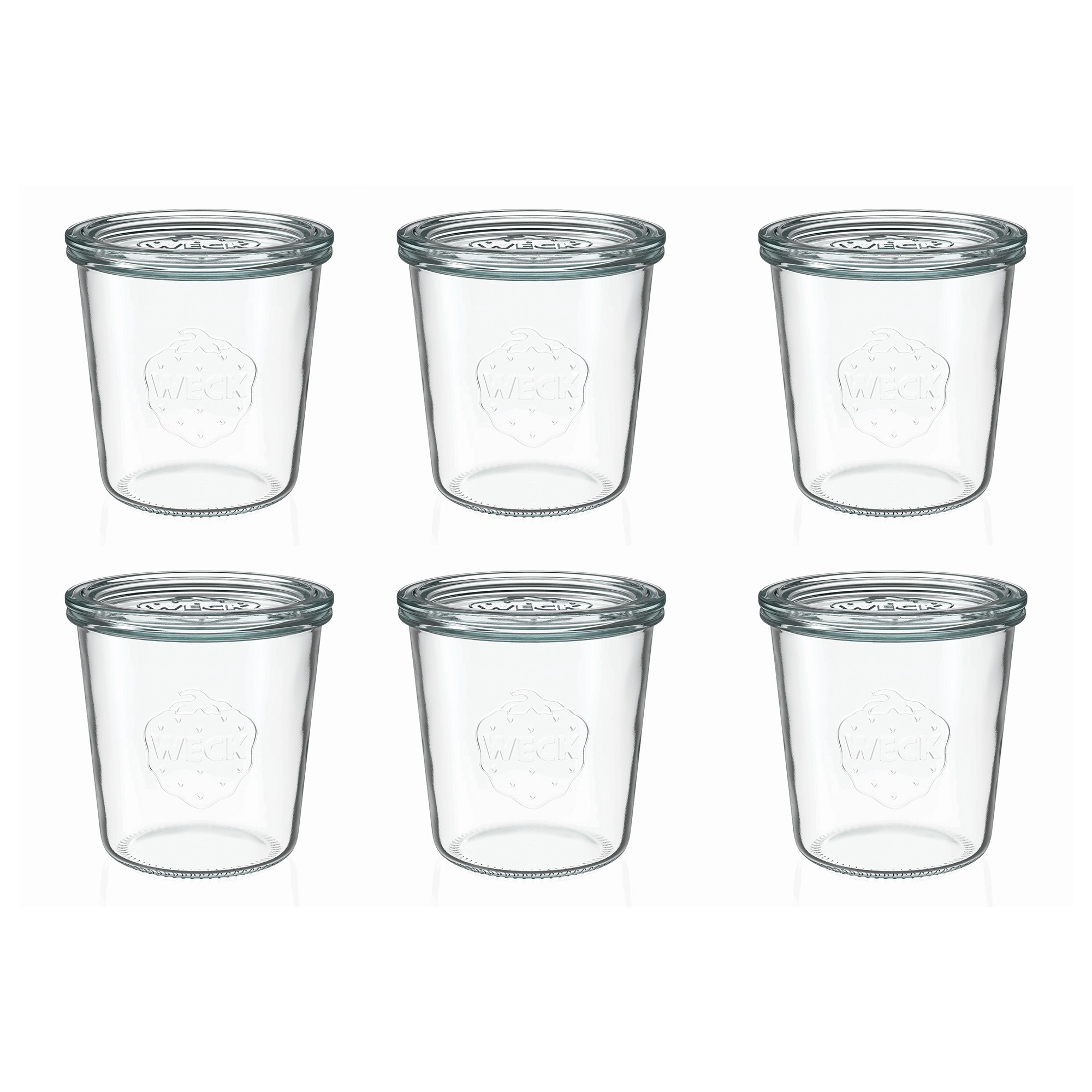 6x 580 ml WECK inverted jar with glass lid RR 100
