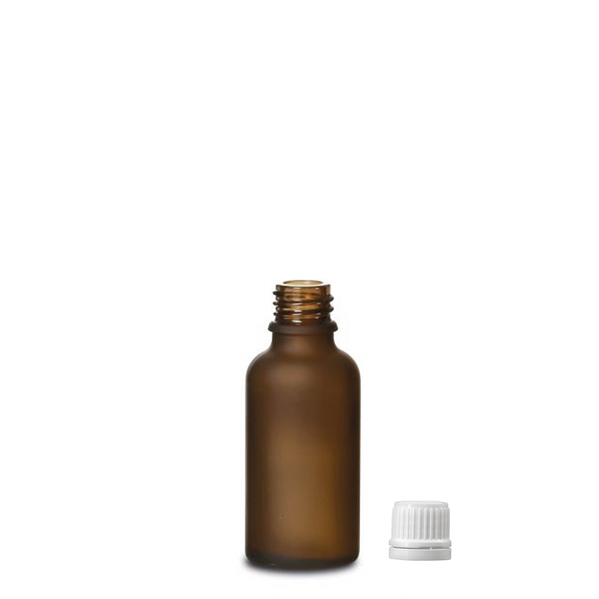 30 ml medicine bottle, glass, brown frosted, opening: DIN 18 30 ml medicine bottle, glass, brown frosted, opening: DIN 18