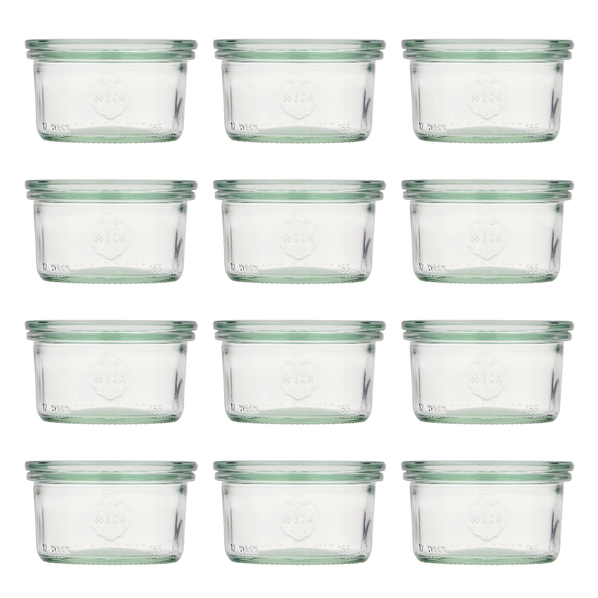 12x 165 ml WECK inverted jar with glass lid RR 80