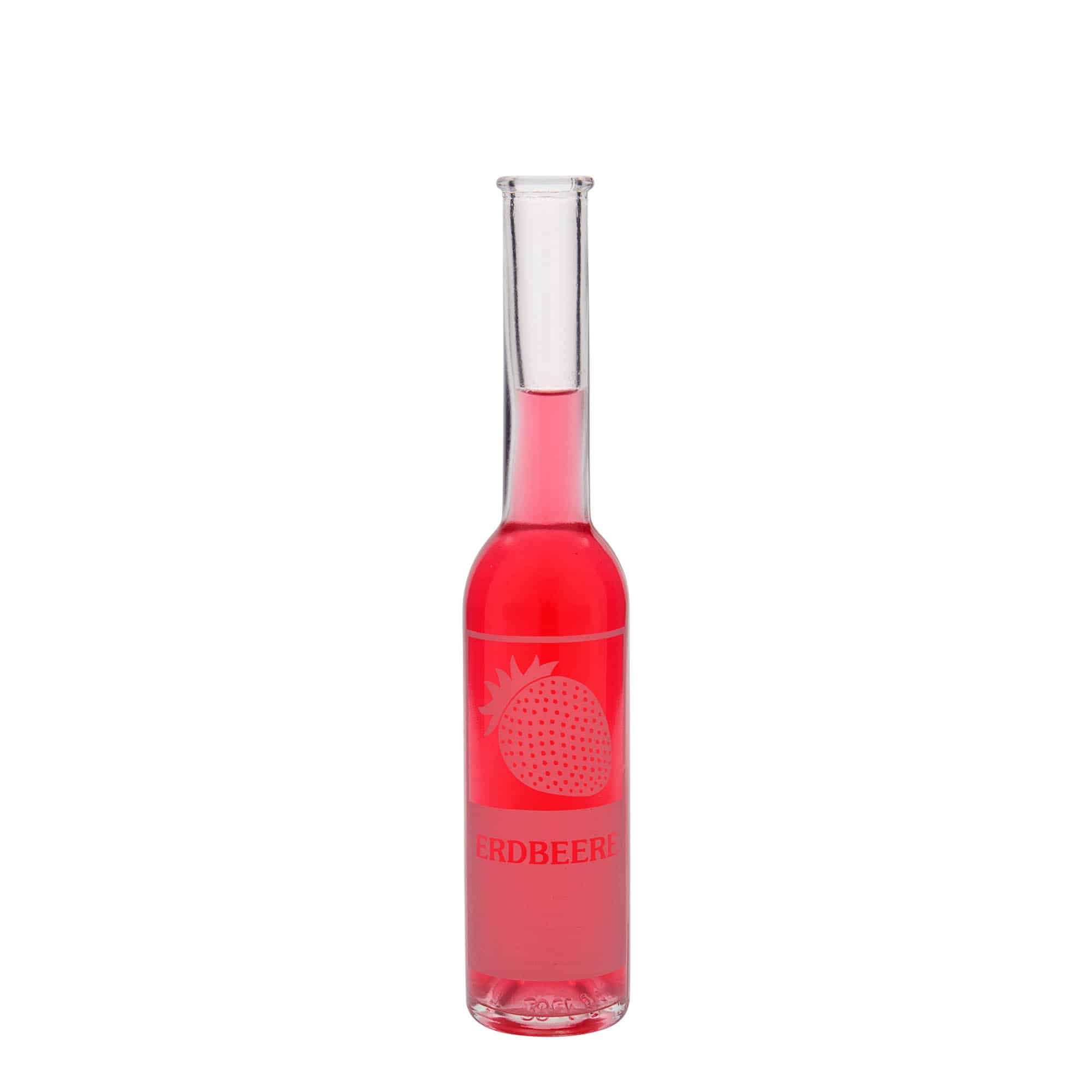 200 ml glass bottle 'Opera', print: “Erdbeere”, closure: cork