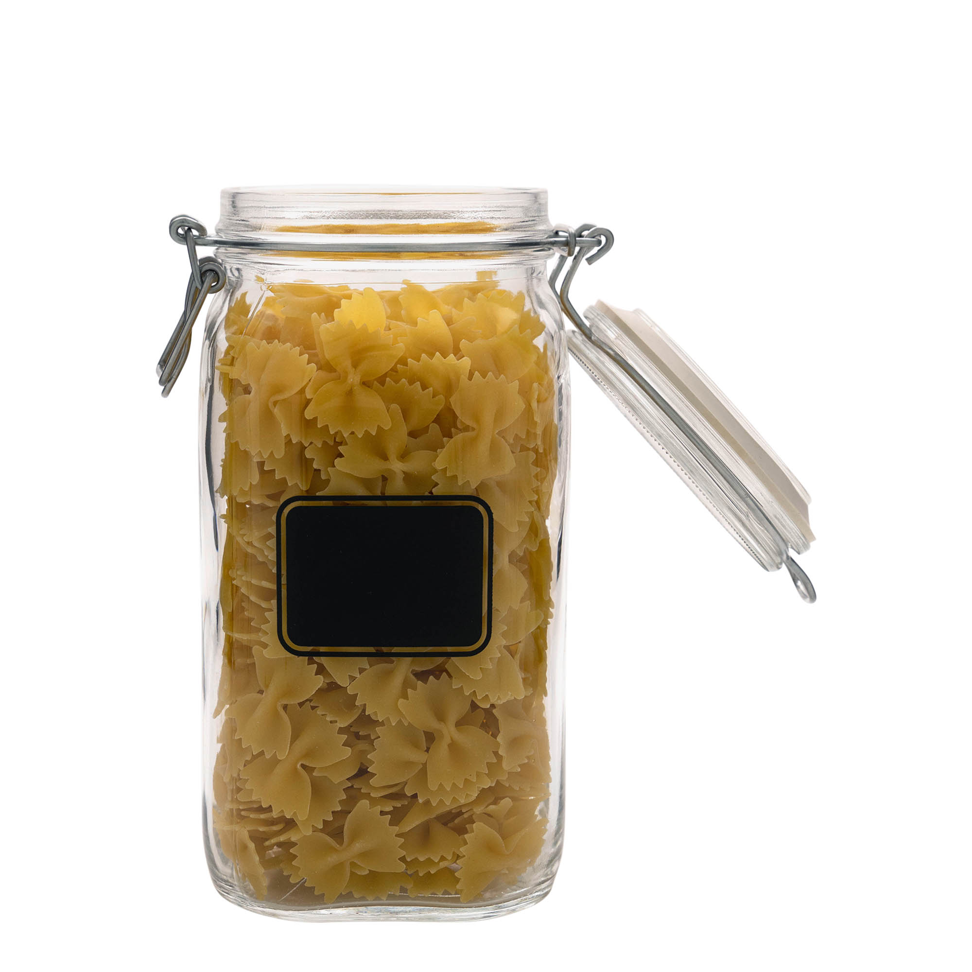 1,500 ml wire bail jar ‘Fido’, motif: label field, square, opening: wire bail closure