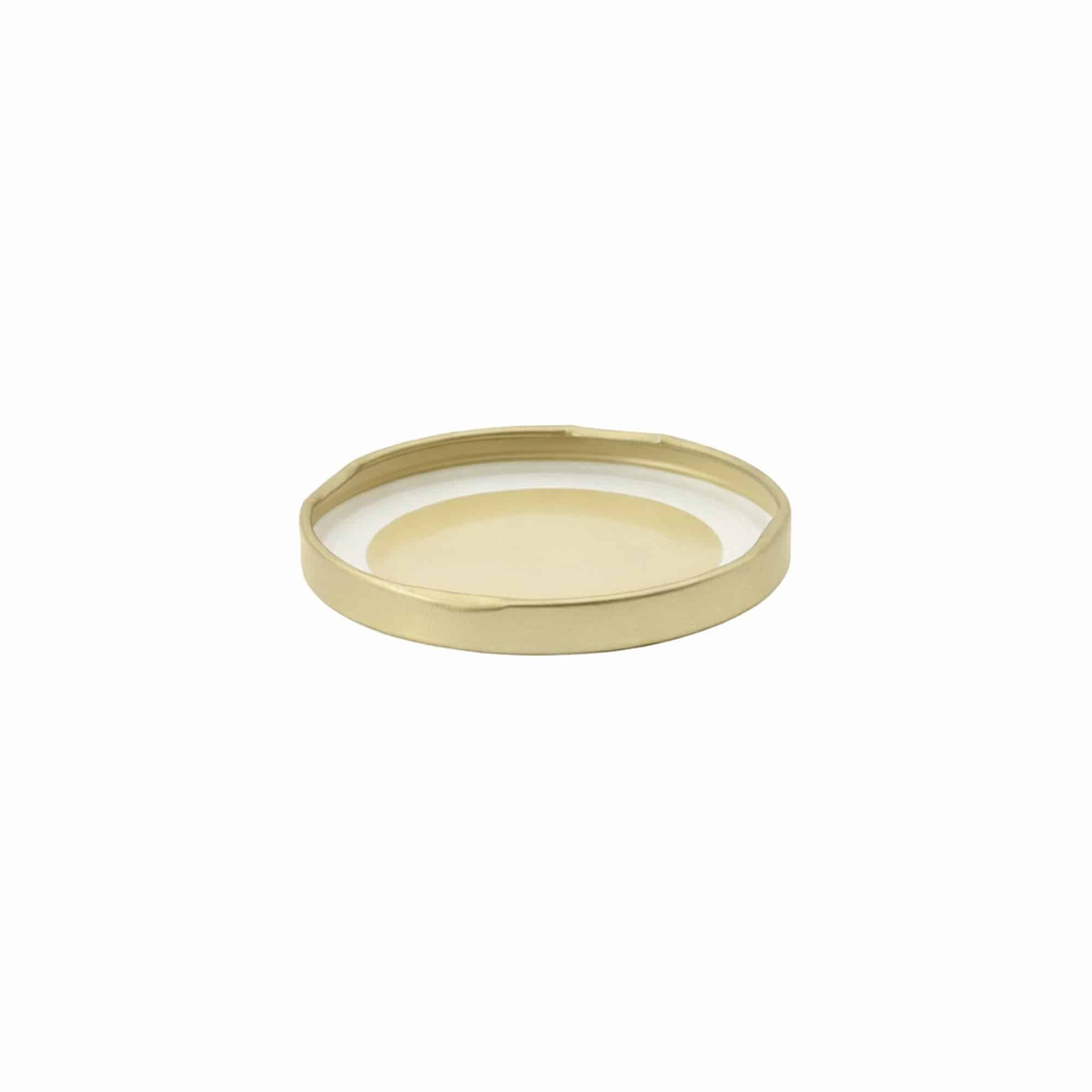 Twist-off lid, tinplate, sterilizable, gold, for opening: TO 66