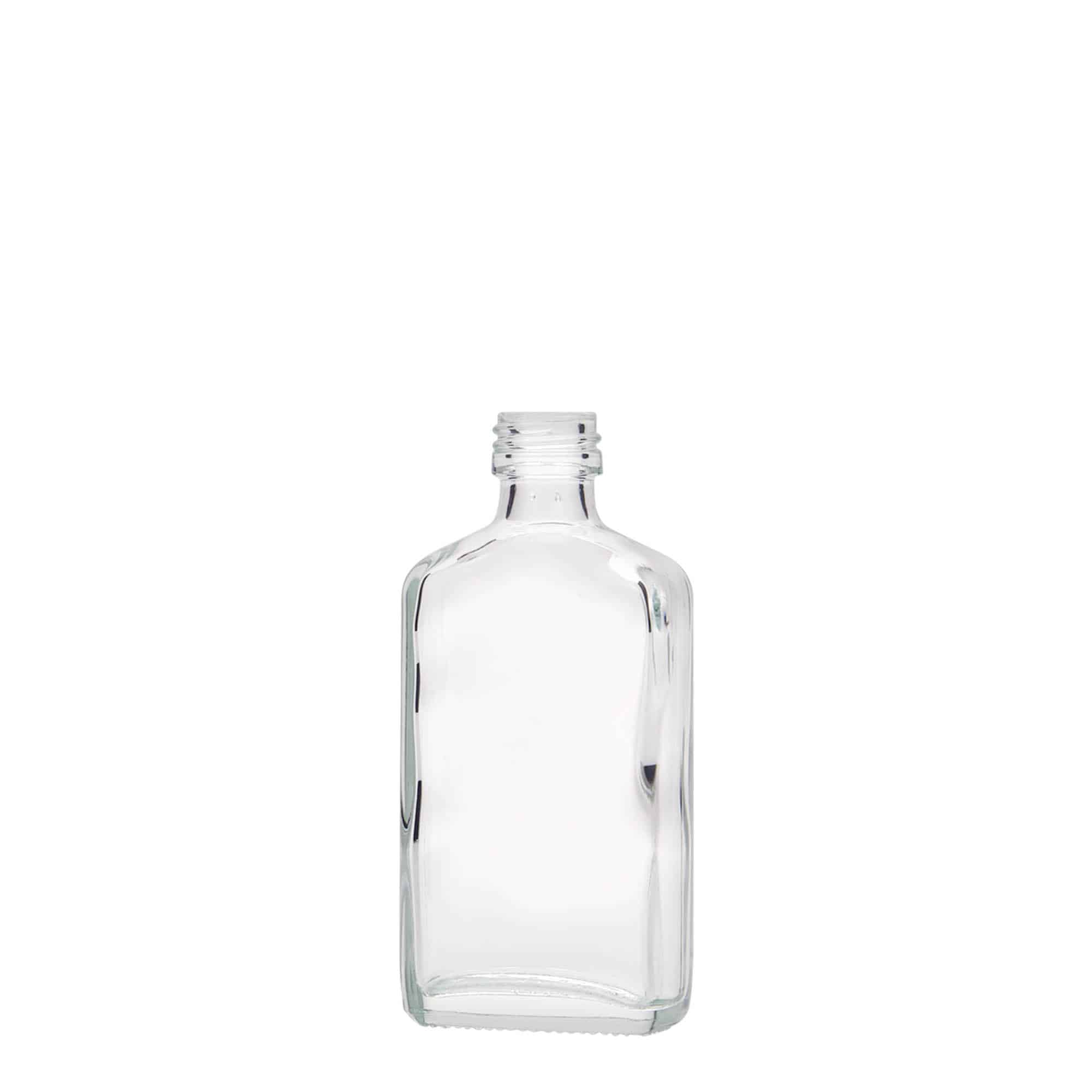 50 ml pocket flask bottle, rectangular, glass, closure: PP 18