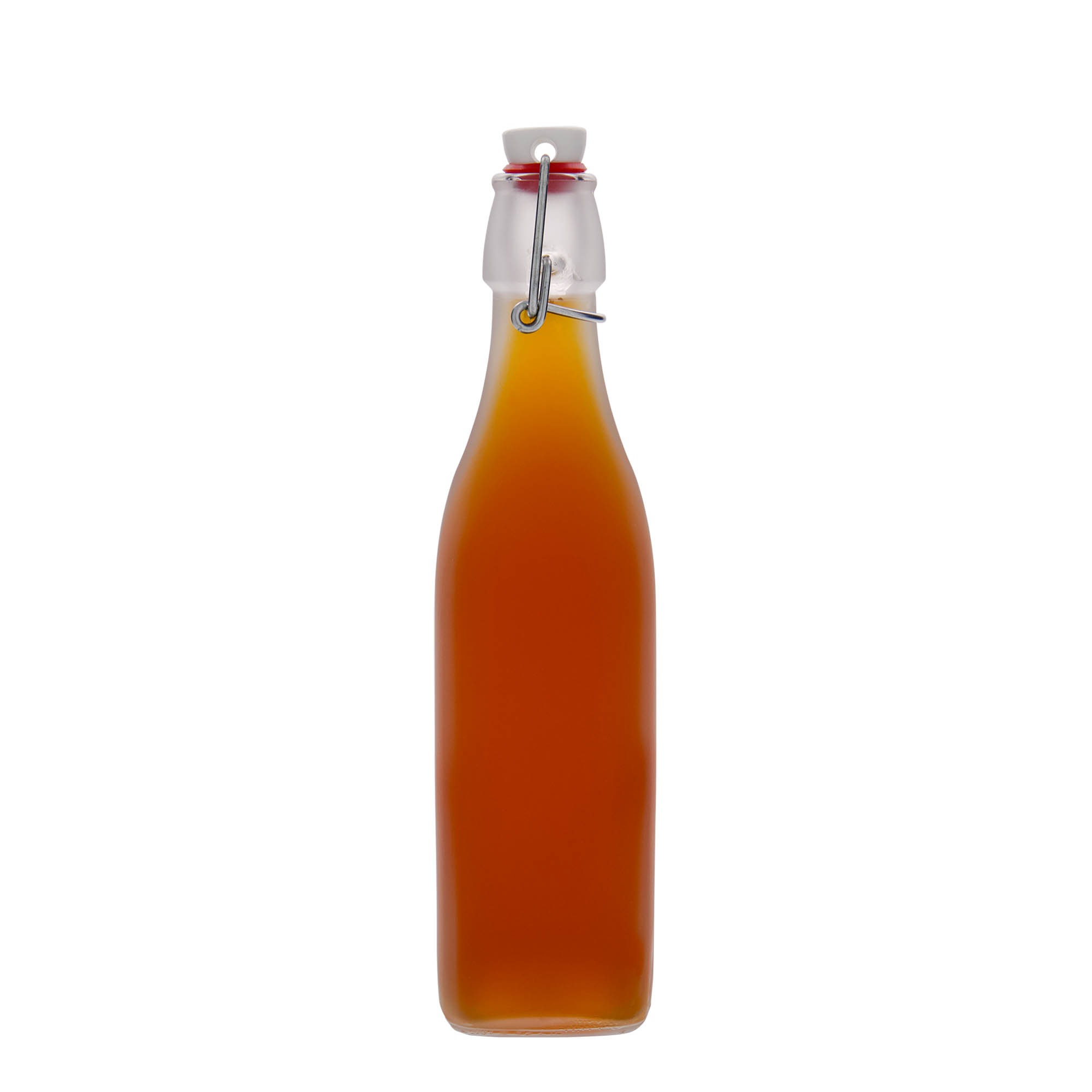 500 ml glass bottle 'Swing, square, white, opening: swing top closure'