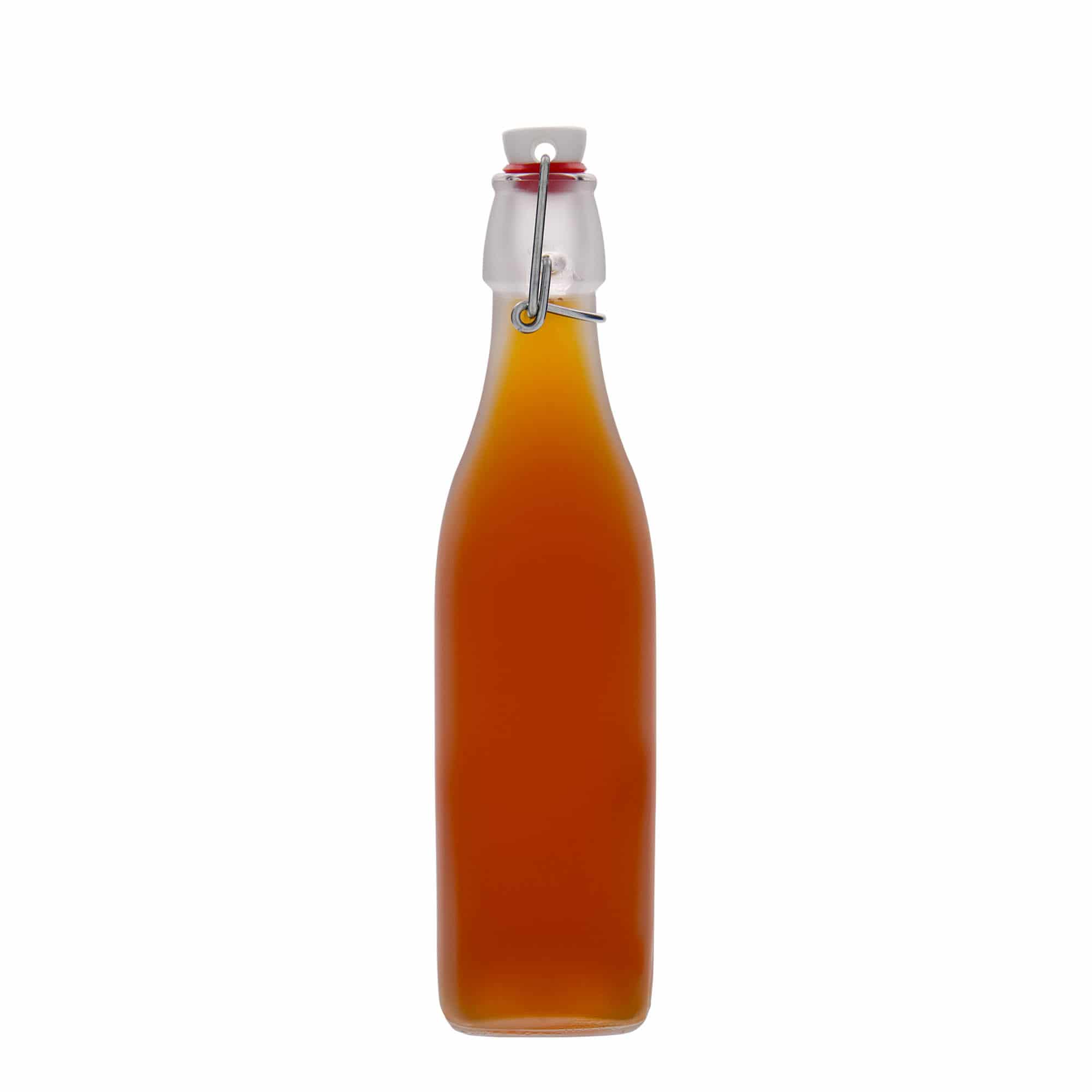 500 ml glass bottle 'Swing, square, white, opening: swing top closure'
