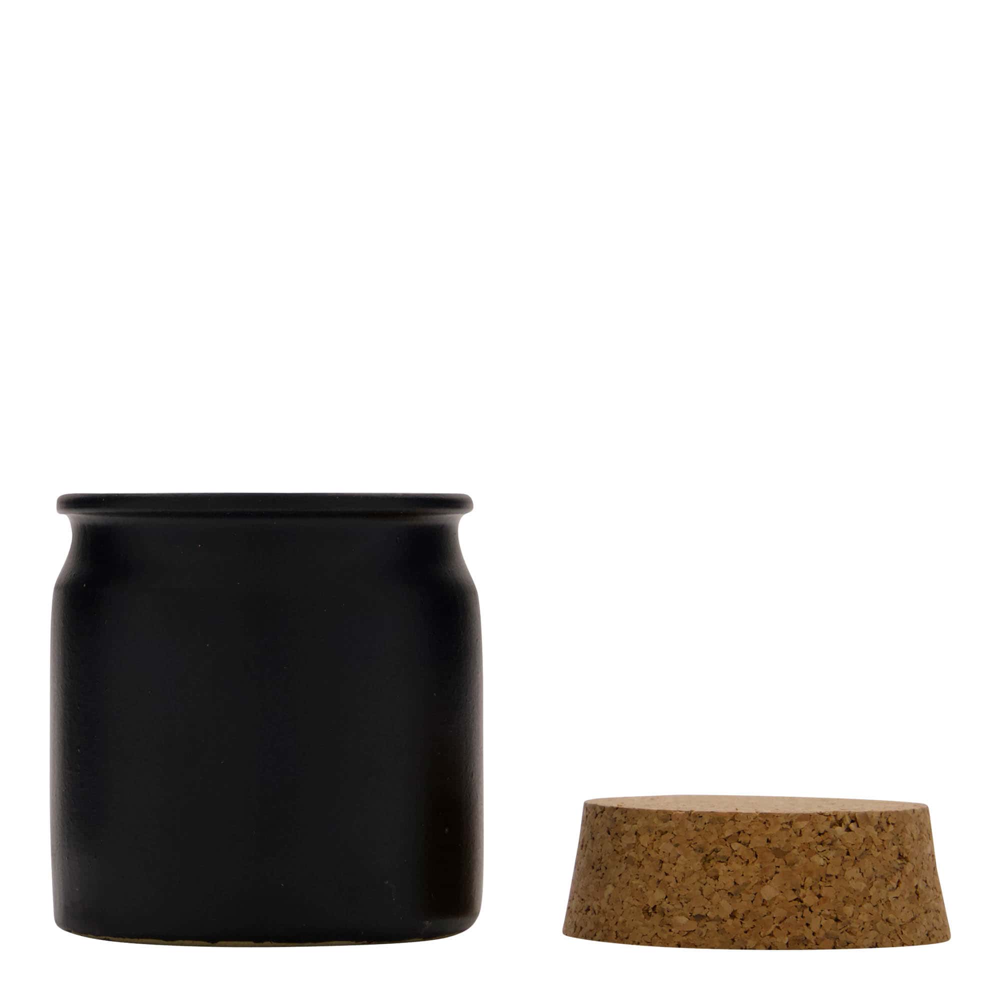 160 ml stoneware jar, ceramic, black, closure: cork