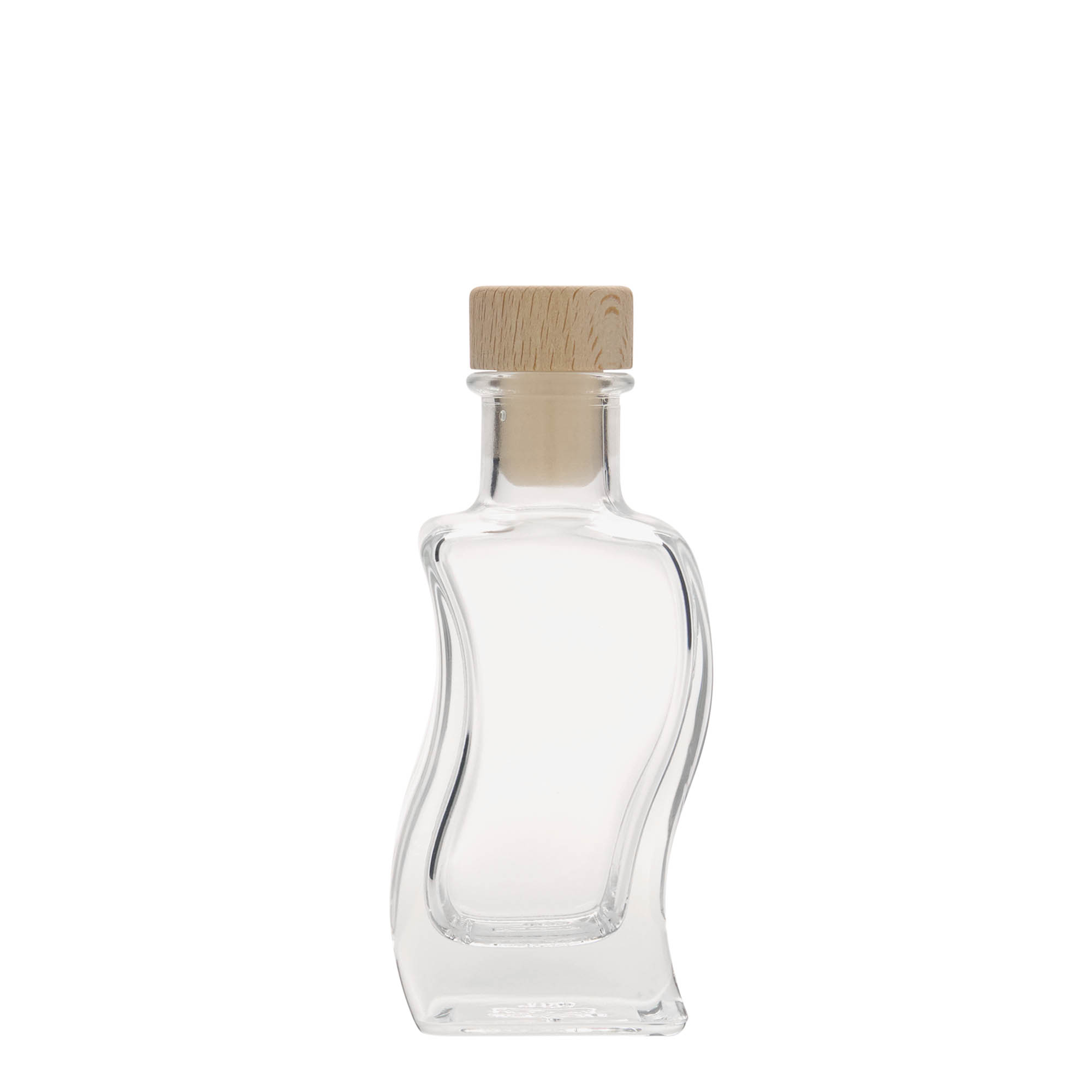 100 ml glass bottle 'Wave', square, opening: cork