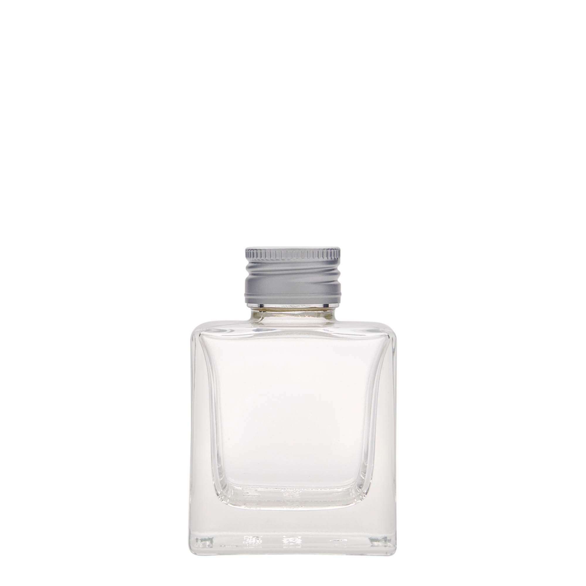 100 ml glass bottle 'Cube', square, opening: PP 28 100 ml glass bottle 'Cube', square, opening: PP 28