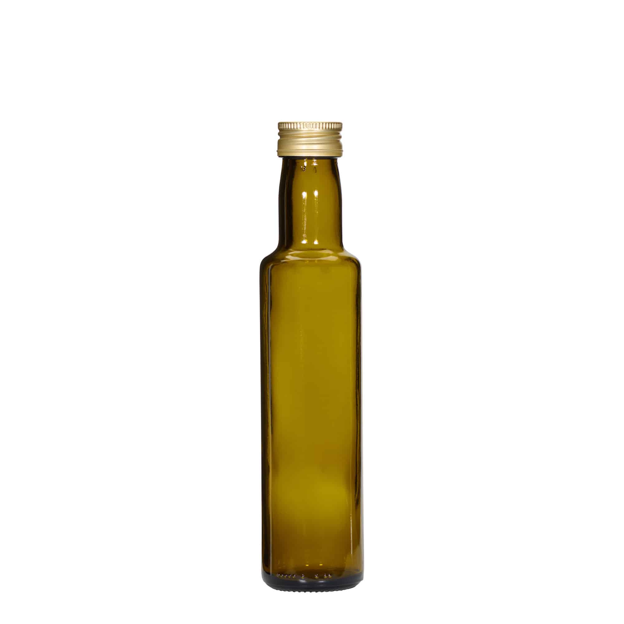 250 ml glass bottle 'Dorica', antique green, opening: PP 31.5