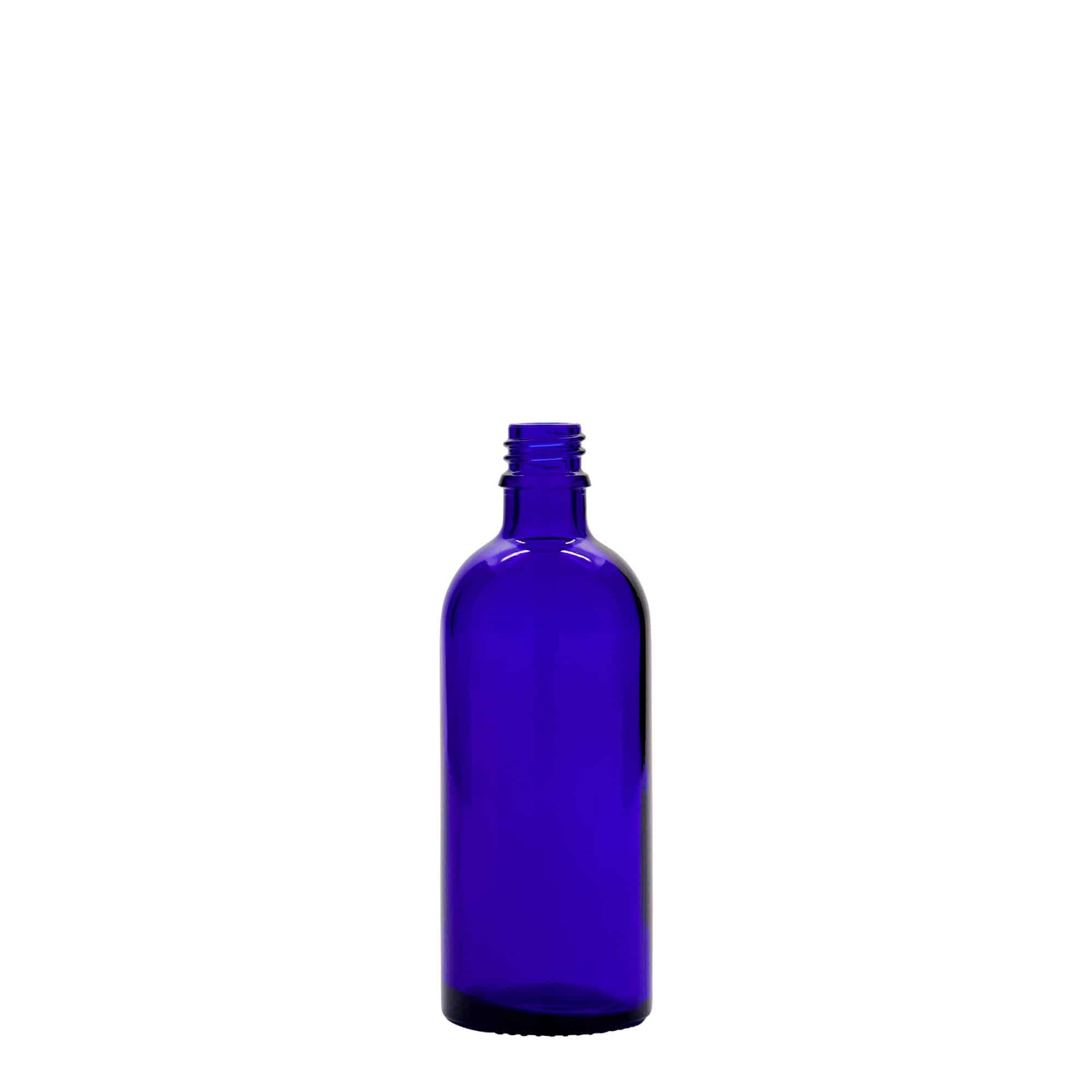 100 ml medicine bottle, glass, royal blue, closure: DIN 18