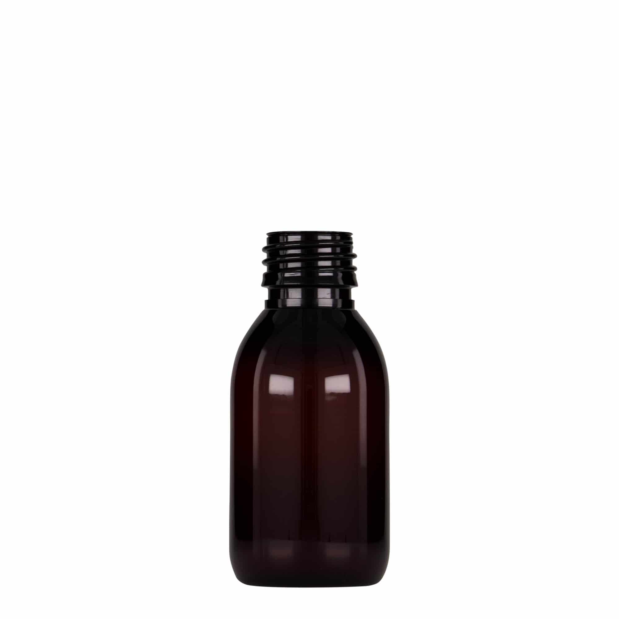 100 ml PET medical bottle, brown, plastic, opening: PP 28 100 ml PET medical bottle, brown, plastic, opening: PP 28