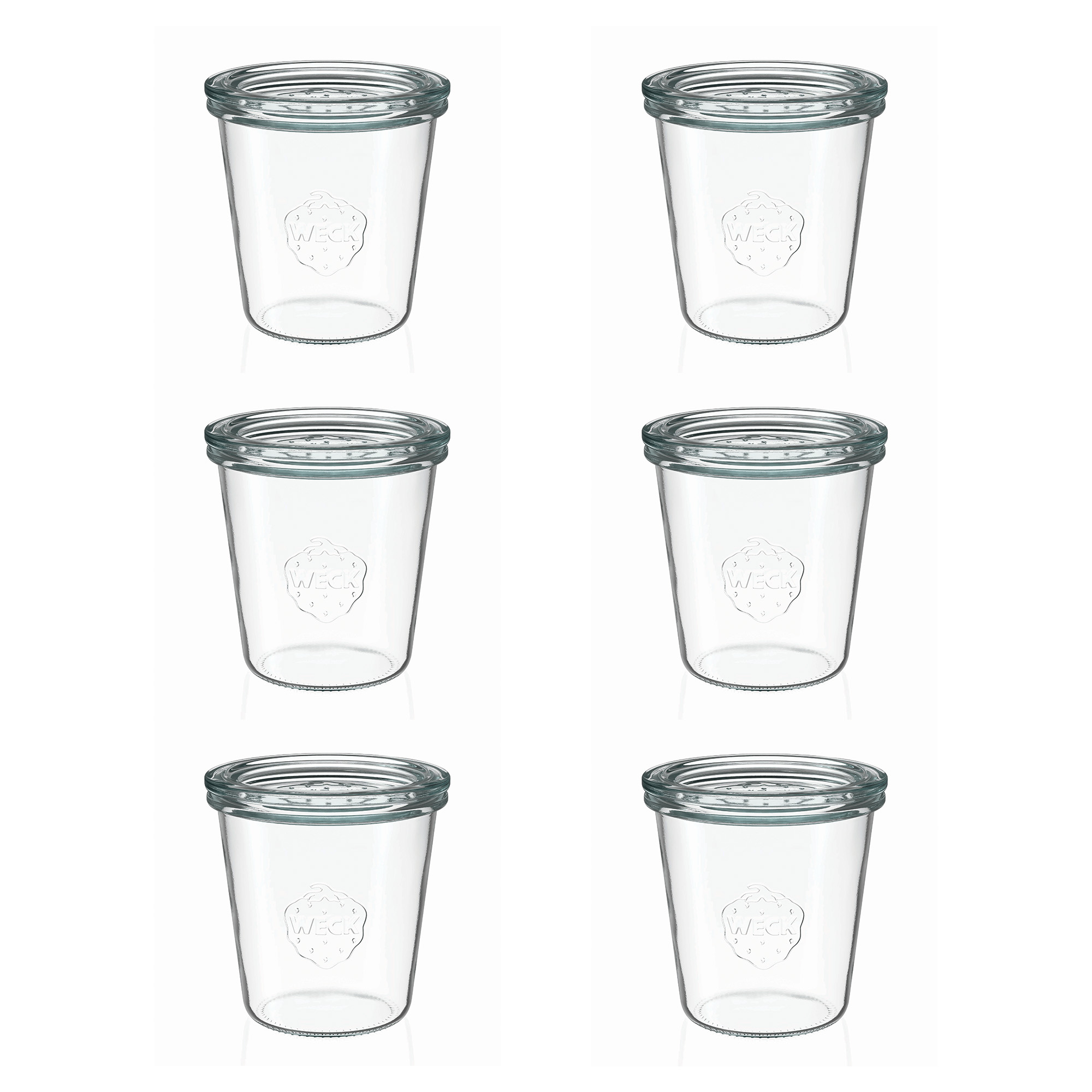 6x 290 ml WECK inverted jar tall with glass lid RR 80