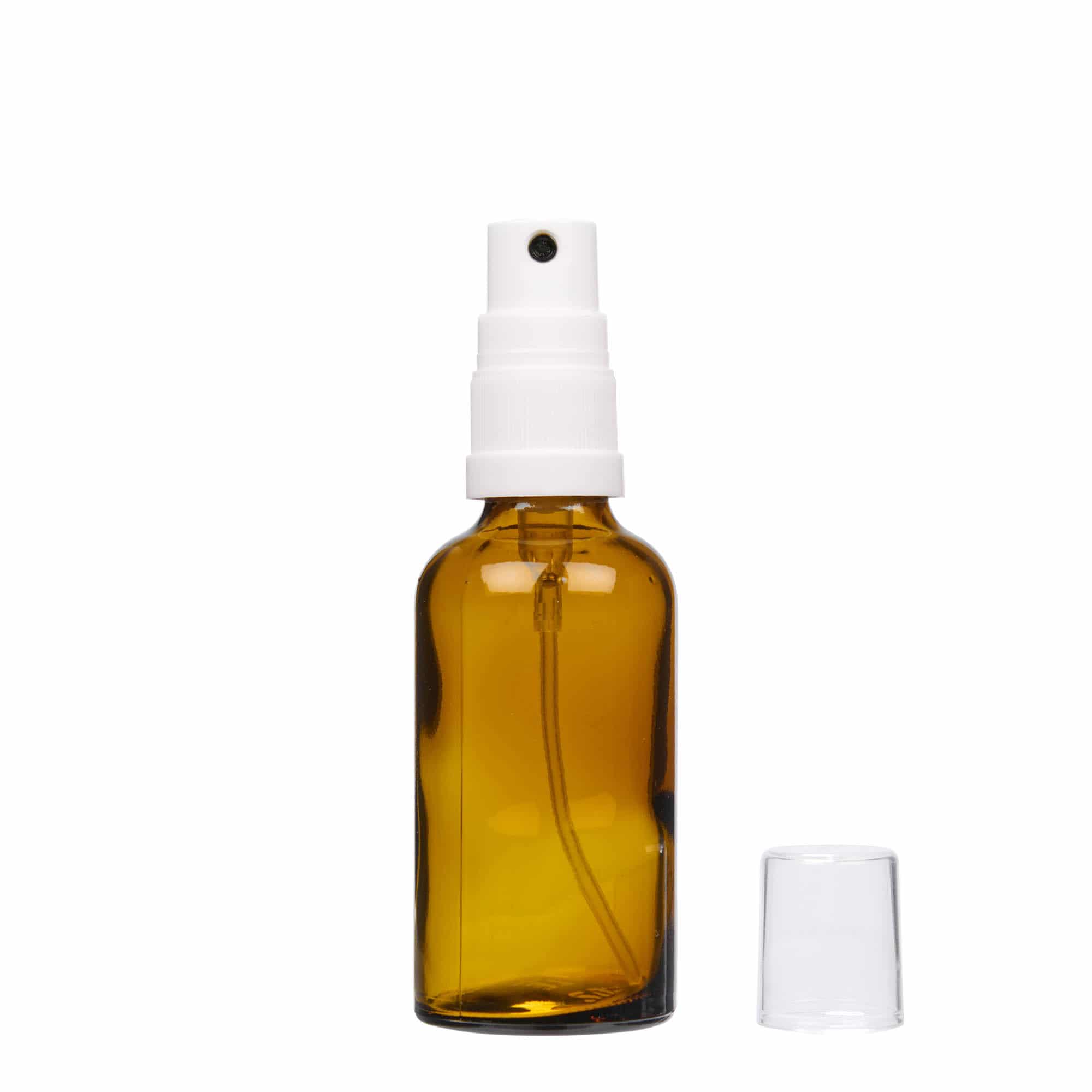 50 ml spray bottle medicine, glass, brown, opening: DIN 18