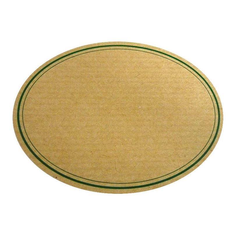 Natural label, oval, paper, green/brown