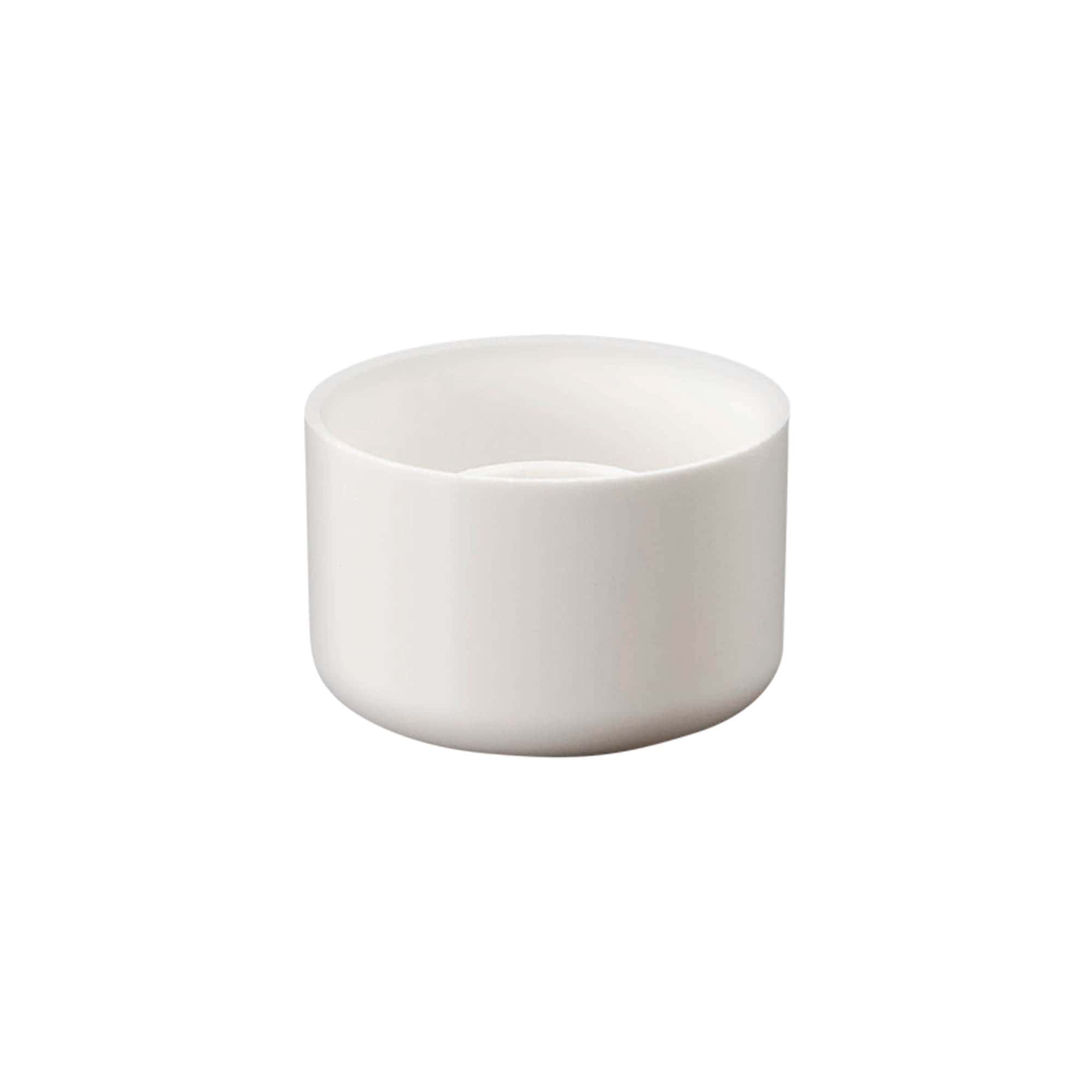 Screw cap round bottle with syringe insert, PE plastic, white, for opening: DIN 18
