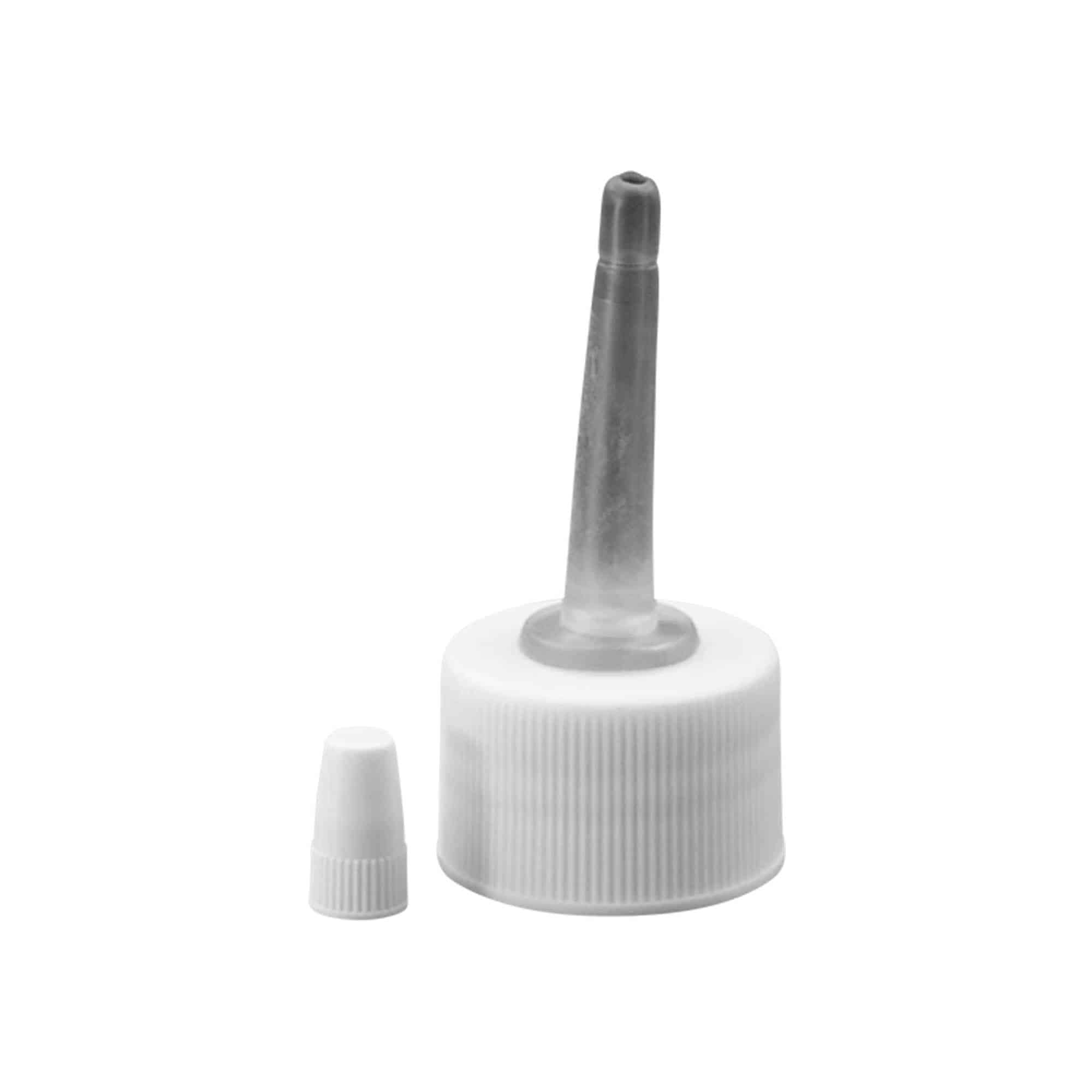 Screw cap with applicator, PP plastic, white, for opening: 24/410 Screw cap with applicator, PP plastic, white, for opening: 24/410