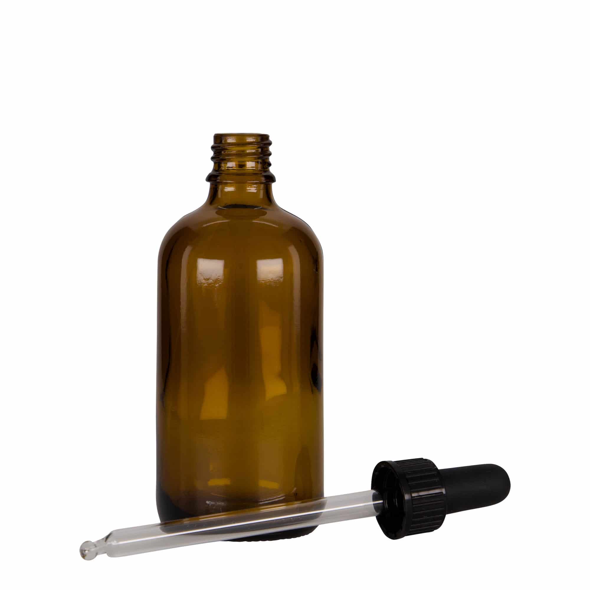 100 ml medicine pipette bottle, glass, brown/black, closure: DIN 18
