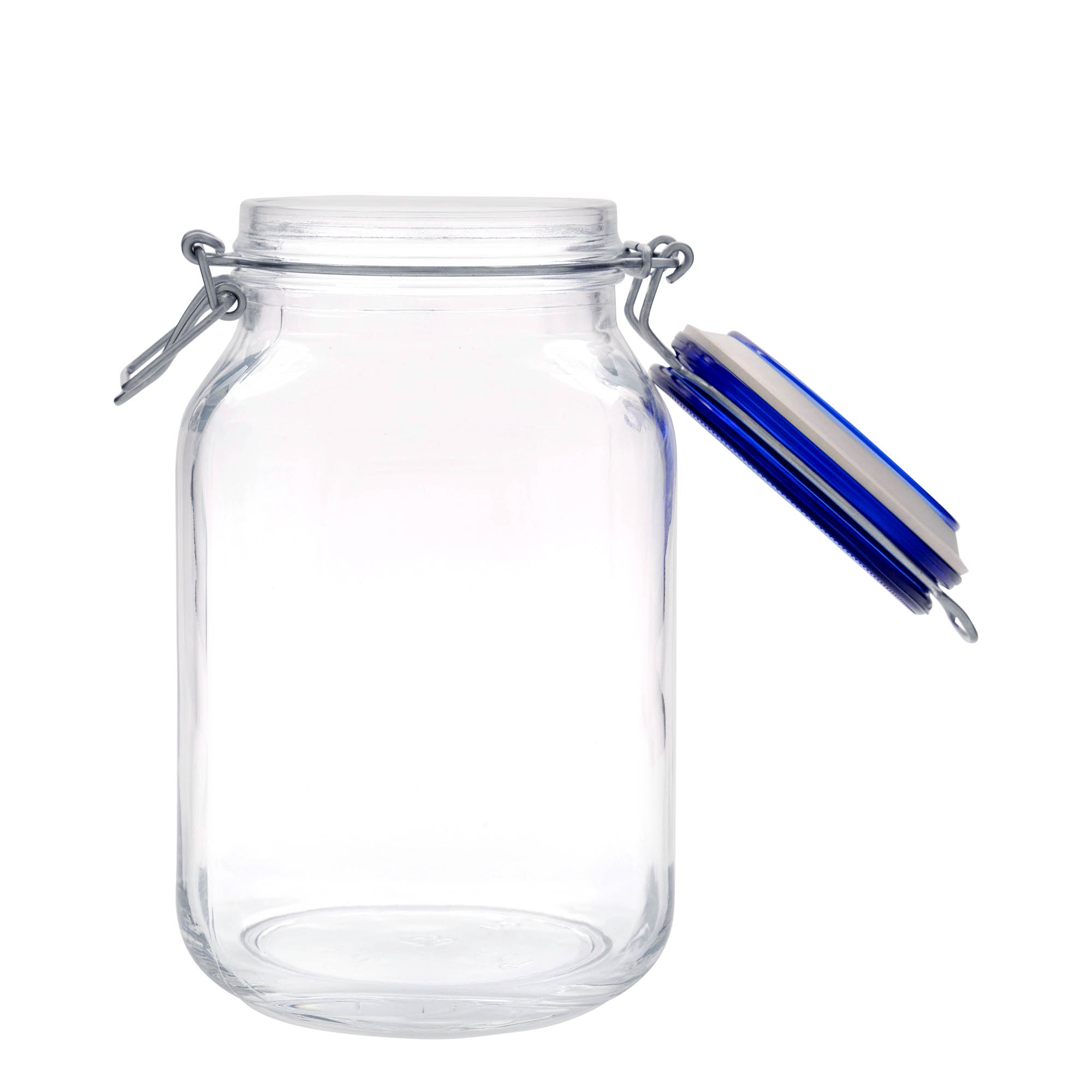 2,000 ml wire bail jar 'Fido' Blue Top, square, opening: wire bail closure 2,000 ml wire bail jar 'Fido' Blue Top, square, opening: wire bail closure