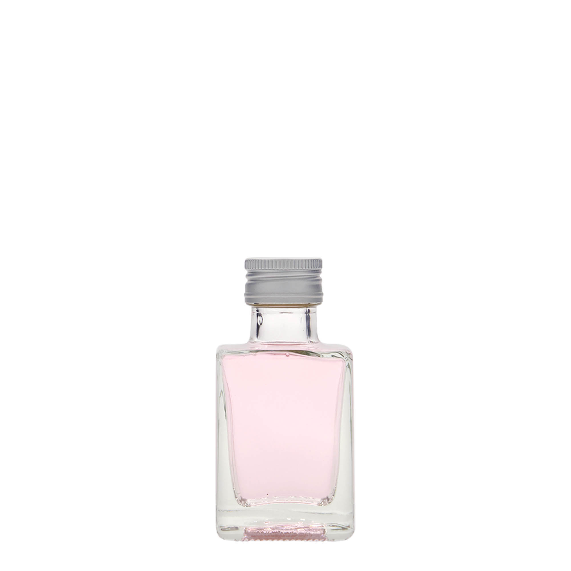 50 ml glass bottle 'Cube', square, opening: PP 24 50 ml glass bottle 'Cube', square, opening: PP 24
